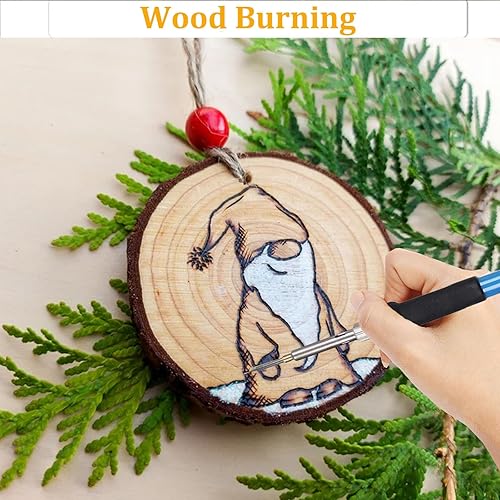 Miniatura 4 de 30 piezas de rebanadas de madera natural sin terminar de 3.5 a 4 pulgadas con agujero preperforado y cuerda de cordel de 66 pies, círculos de madera