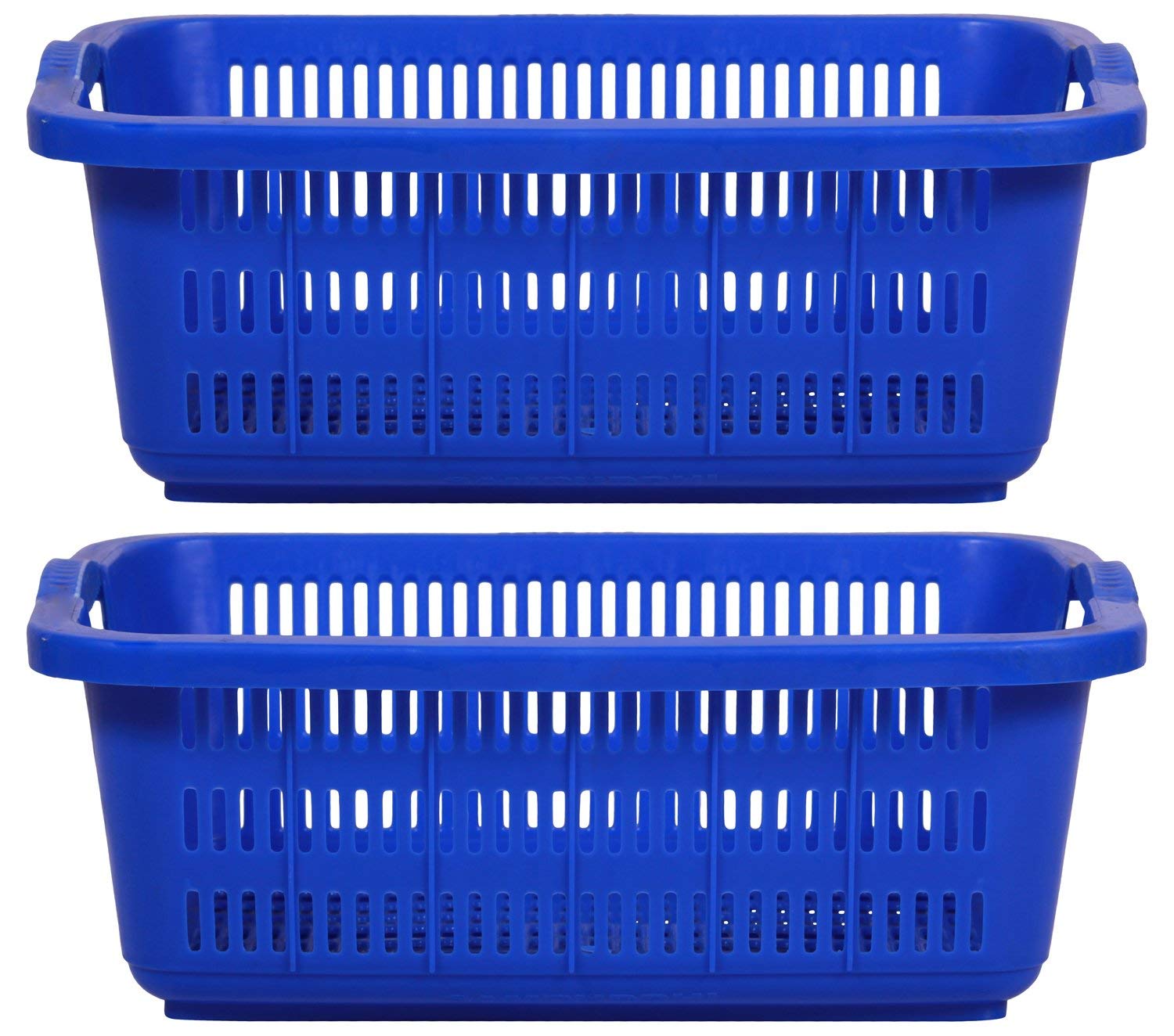 AADB Plastic Multi-Purpose Use Rectangular Crates Blue, Pack of 2