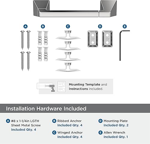 Miniatura 7 de Amerock BH3600126  Soporte de papel higiénico pivotante de doble poste cromado  Soporte de papel higiénico de 9-516 pulgadas (237 mm) de largo