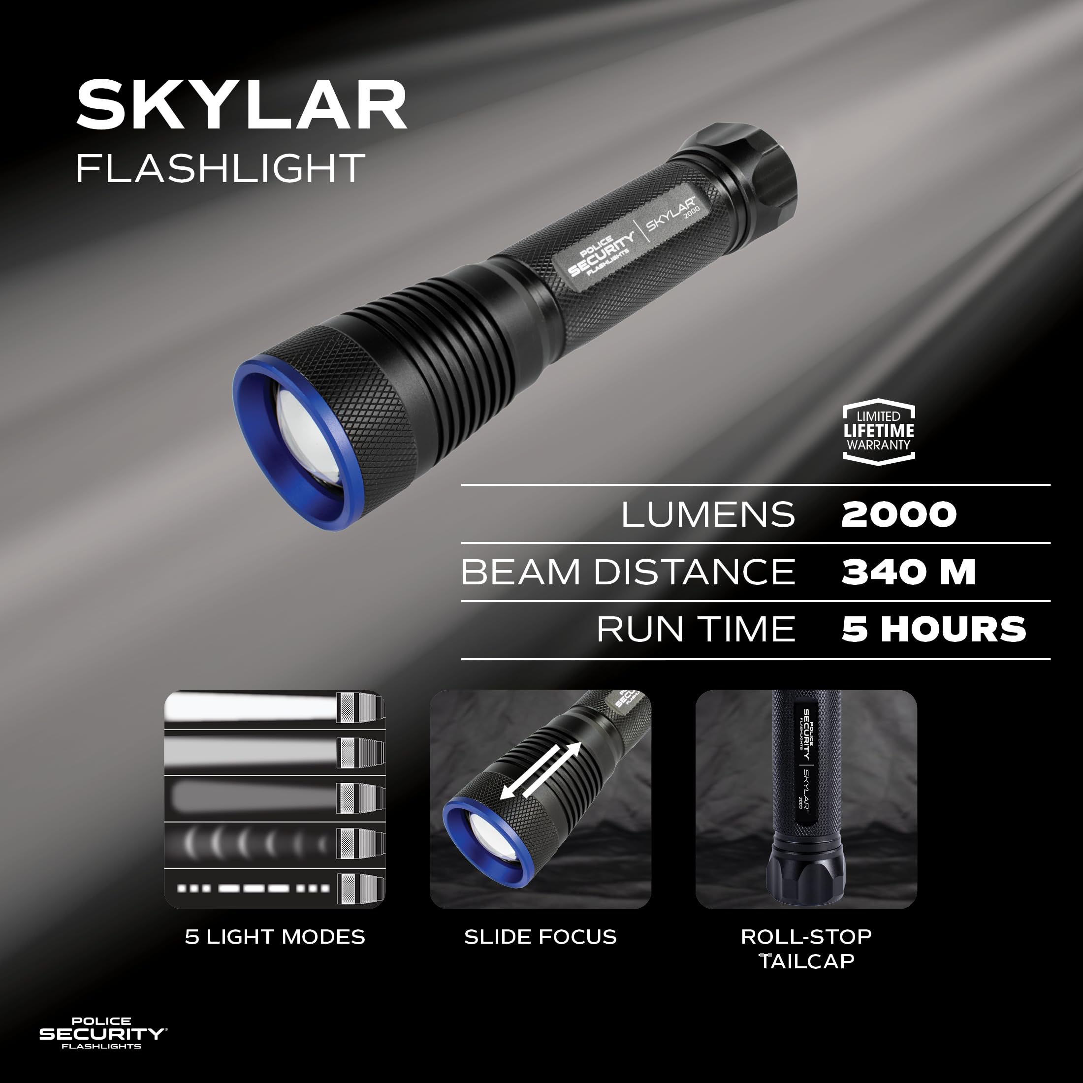 Police Security Linterna Skylar, 6AA
