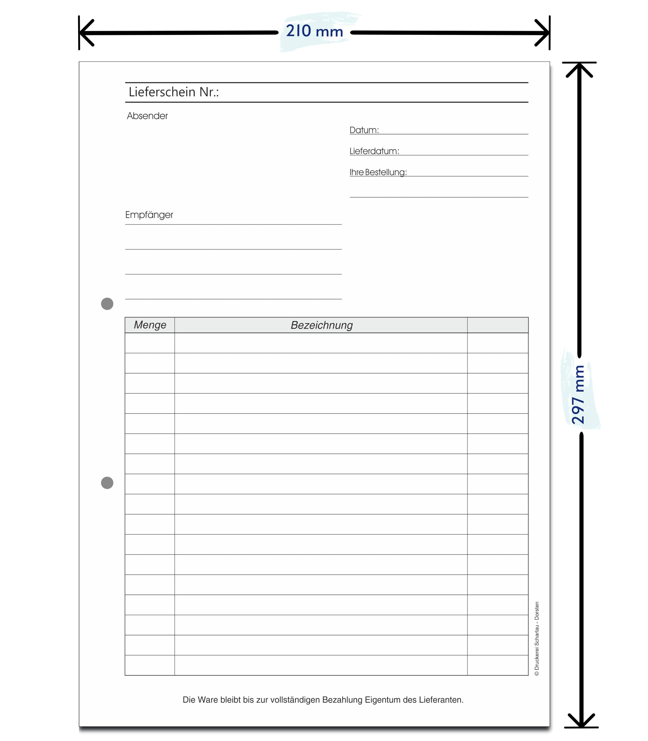 5x Lieferscheinblock DIN A4 3-fach SD 3x30 Blatt gelocht