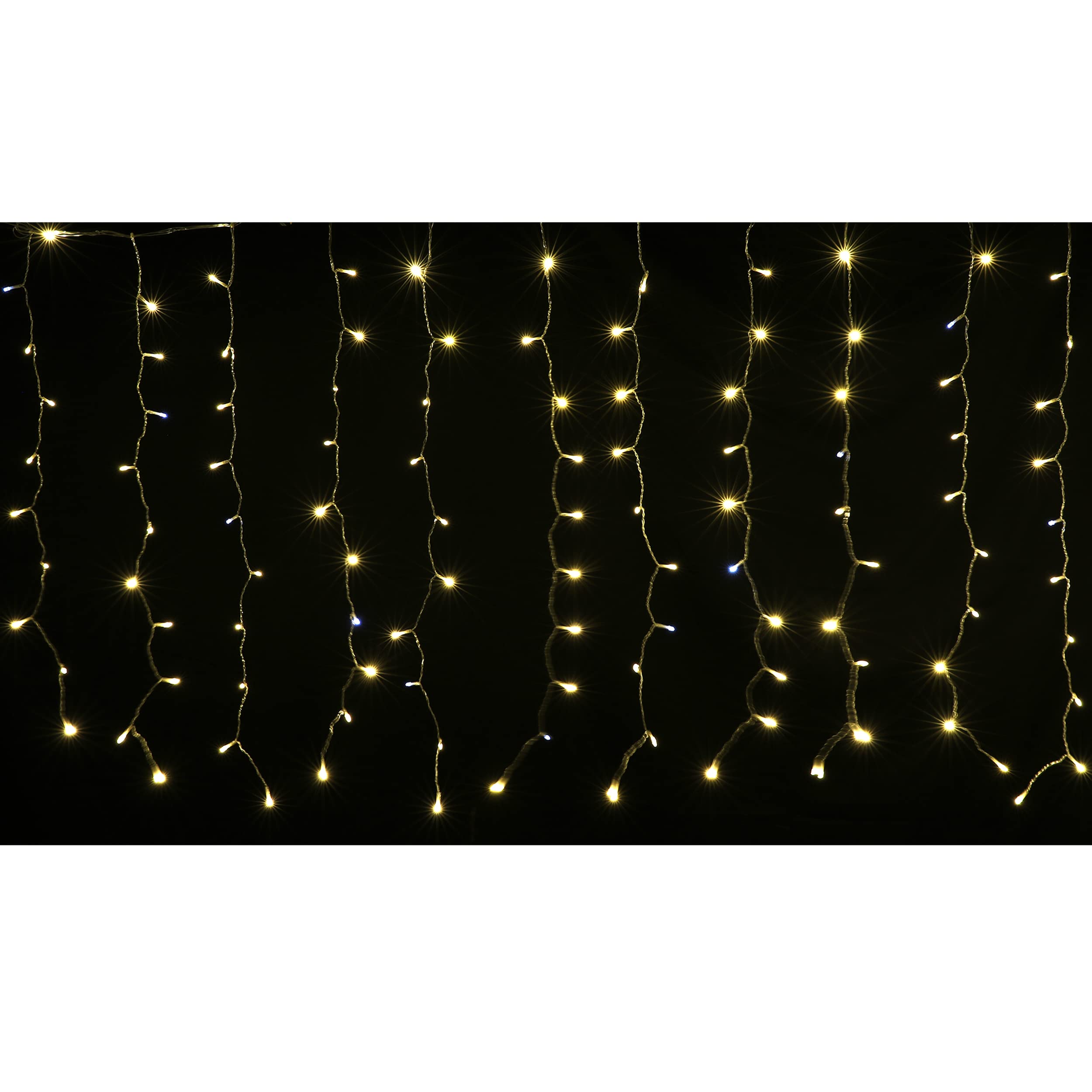 H HANSEL HOME Cortina de Luces LED de 3m x 1m 160 LED Fijo+40 LED Flash Cortina Luces Navidad Impermeable IP44 Exterior y Interior - Luz Cálida y Blanca Efecto Flash