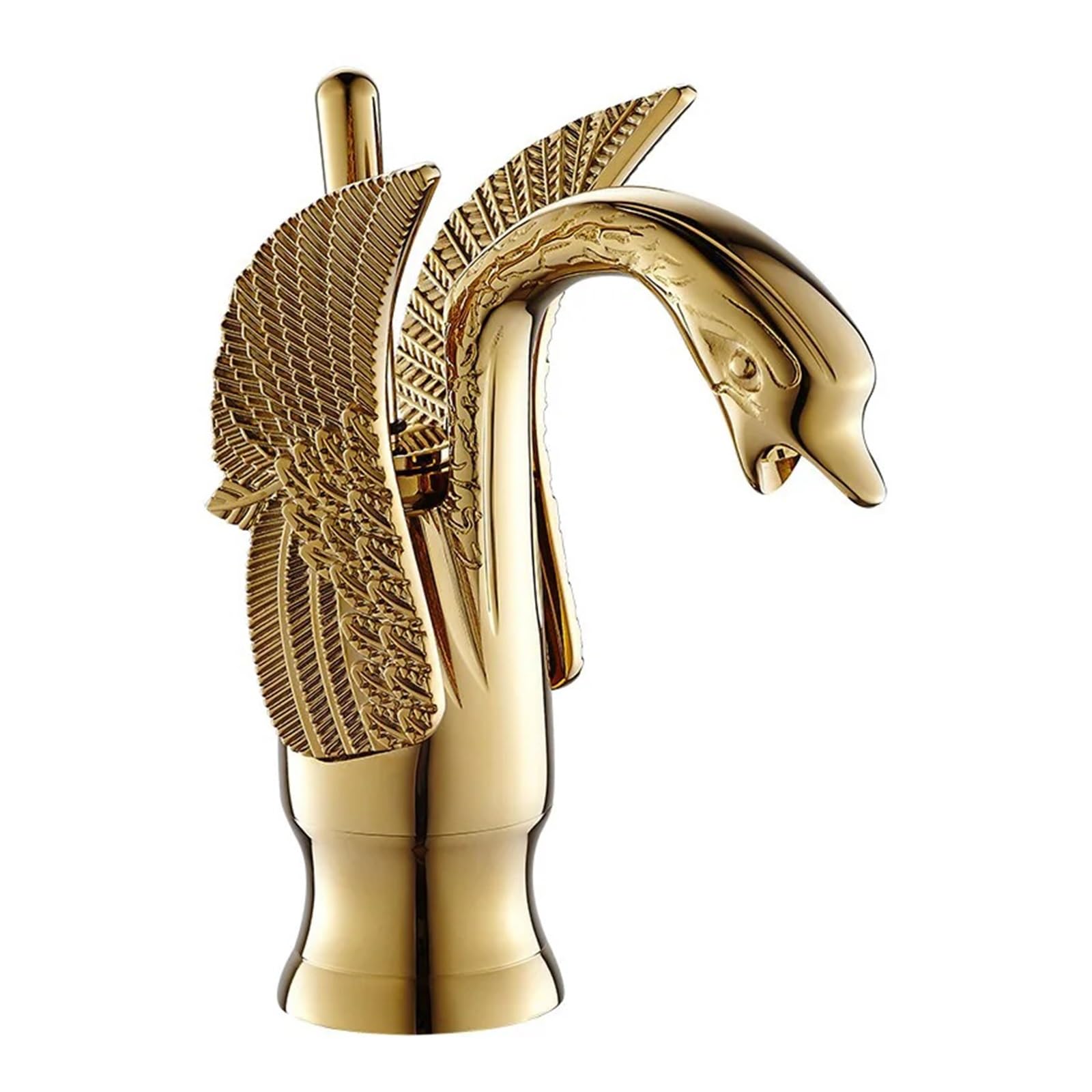 MXXQRHF Kitchen Faucets, 1PCS Brass Gold Bathroom Basin Faucet Swan Style Vanity Sink Mixer Faucet Countertop Mount Hot and Cold Mixer Faucet Single Handle (Gold Polished)