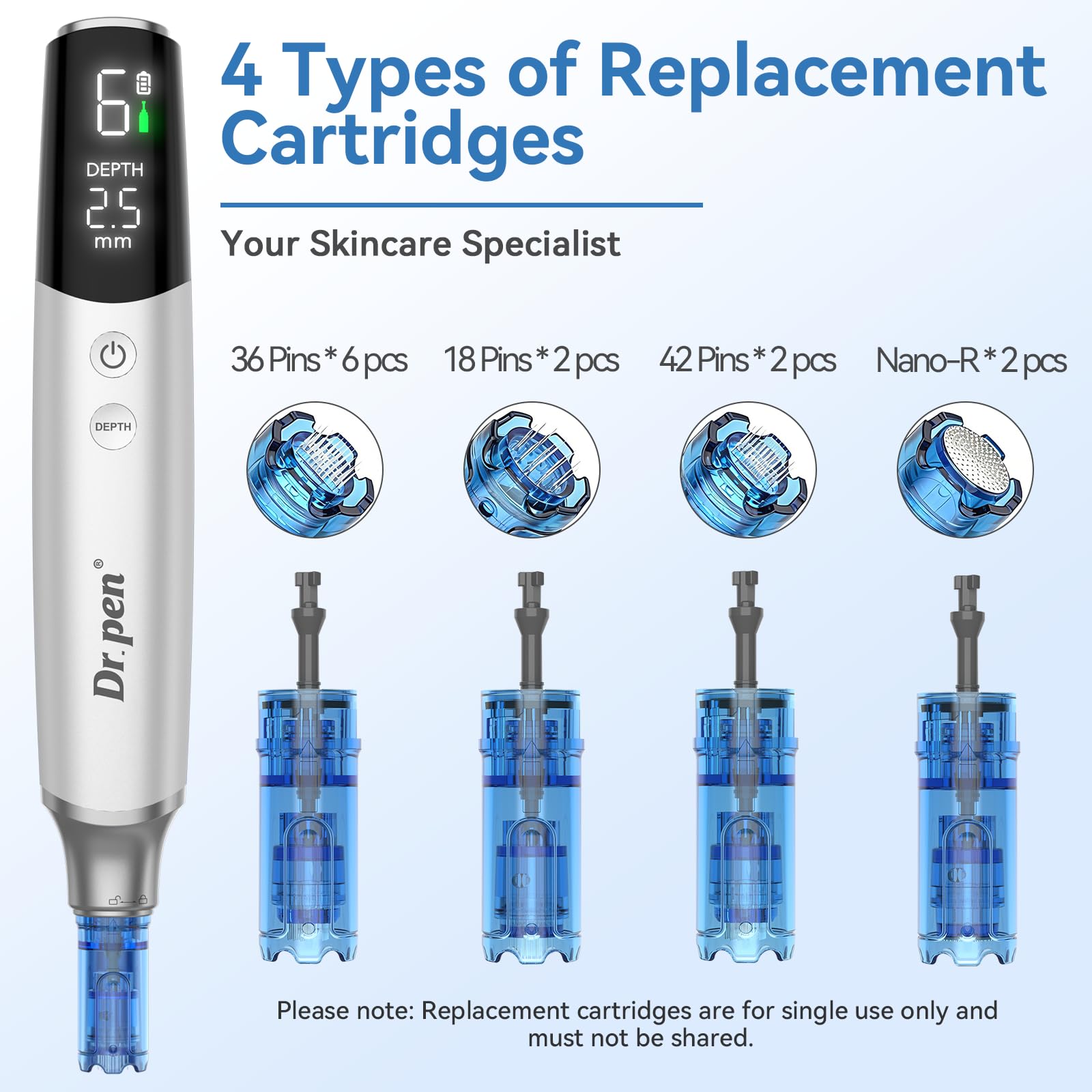 Dr. Pen M9 Dermapen Facial Profesional | Microneedling Pen Inalámbrico Nueva Versión 2026 con 12 Cartuchos, 6 Velocidades, Pantalla LED y Control Preciso de Profundidad para Cuidado Facial