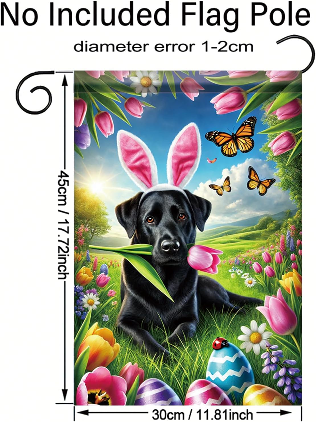 Happy Easter Cute Black Labrador Dog Garden Flag 12x18 Inch Double Sided Gift Lab Retriever Eggs Tulip Garden Flag Decoration Yard Small Flag For Outside Holiday Seasonal Outdoor - Image 8