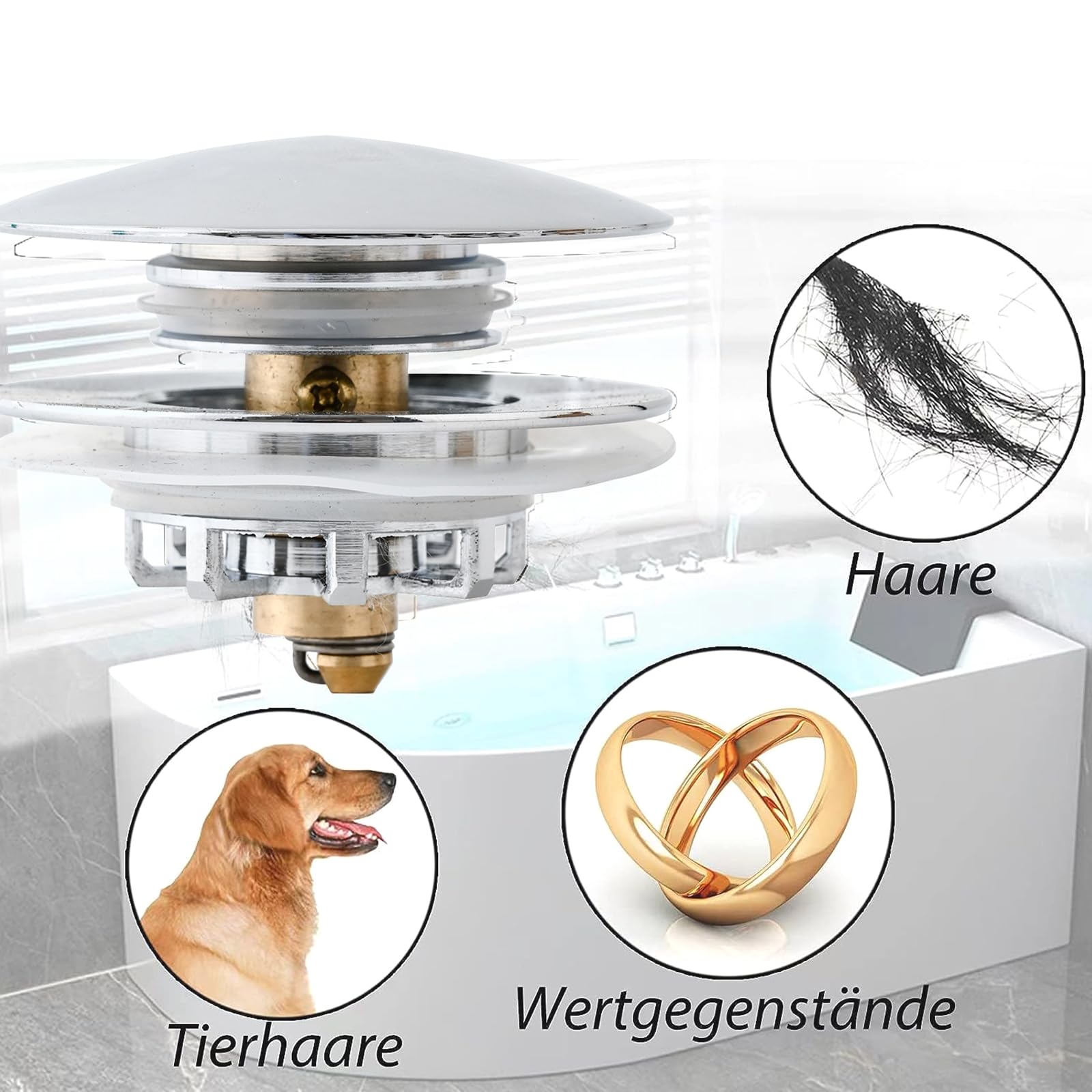 Sink Drain Plug Bounce Drain Bathtub Water Sealing Plug Anti-clogging Push-type Bounce Cores Shower Drain Hair Catcher