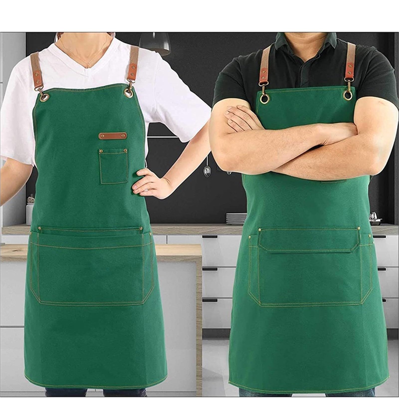 Grembiuli impermeabili for utensili 2 pezzi Per Giardino | Uomo Donna Cucina Chef Cottura Tasche Ristorante for adulti Manicurista Unghie Grembiule