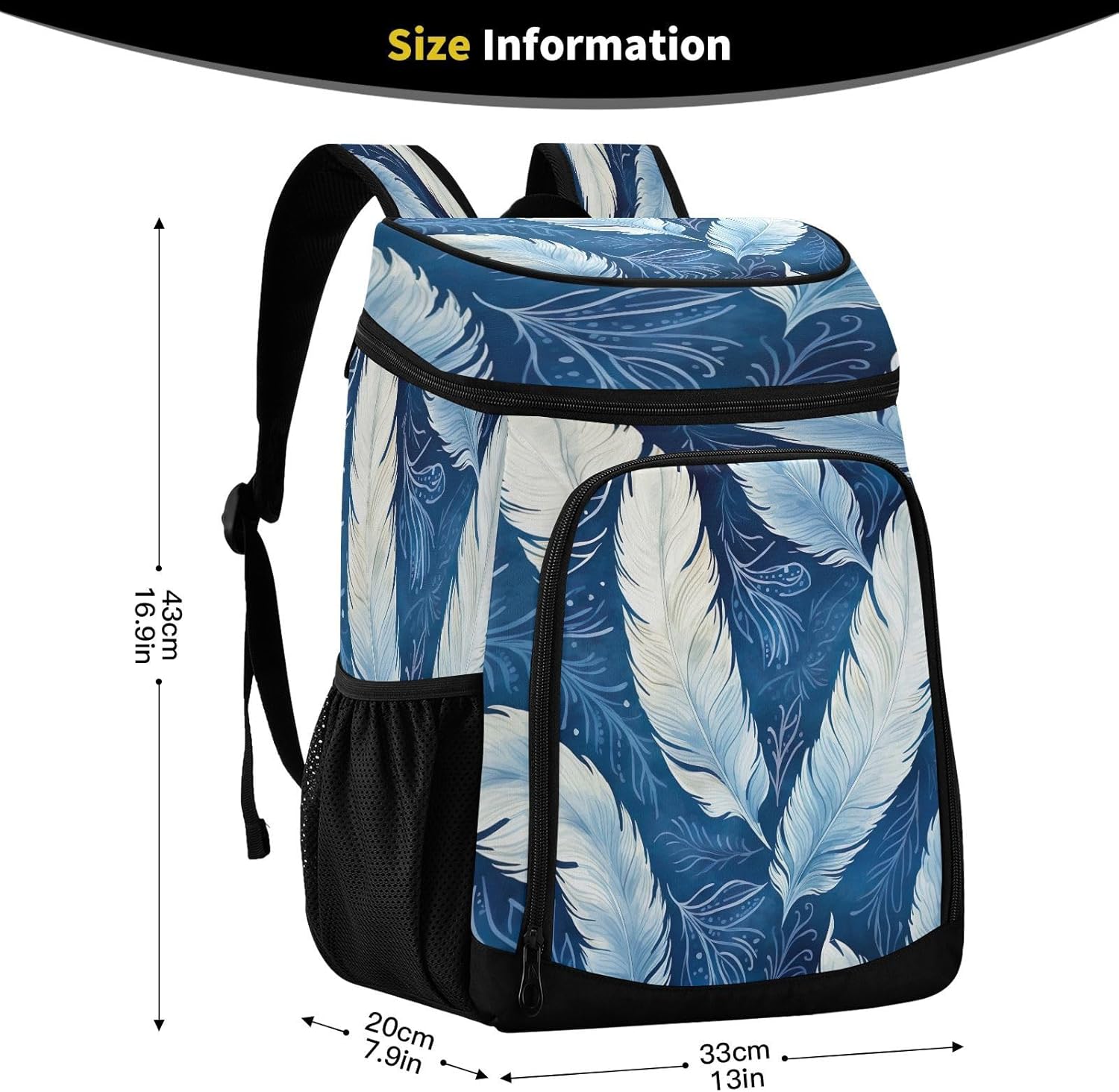 White Feather Cooler Backpack 36 Cans Leakproof Waterproof Backpack Cooler Bag Beach Accessories Travel Camping Fishing Backpack for Women Men