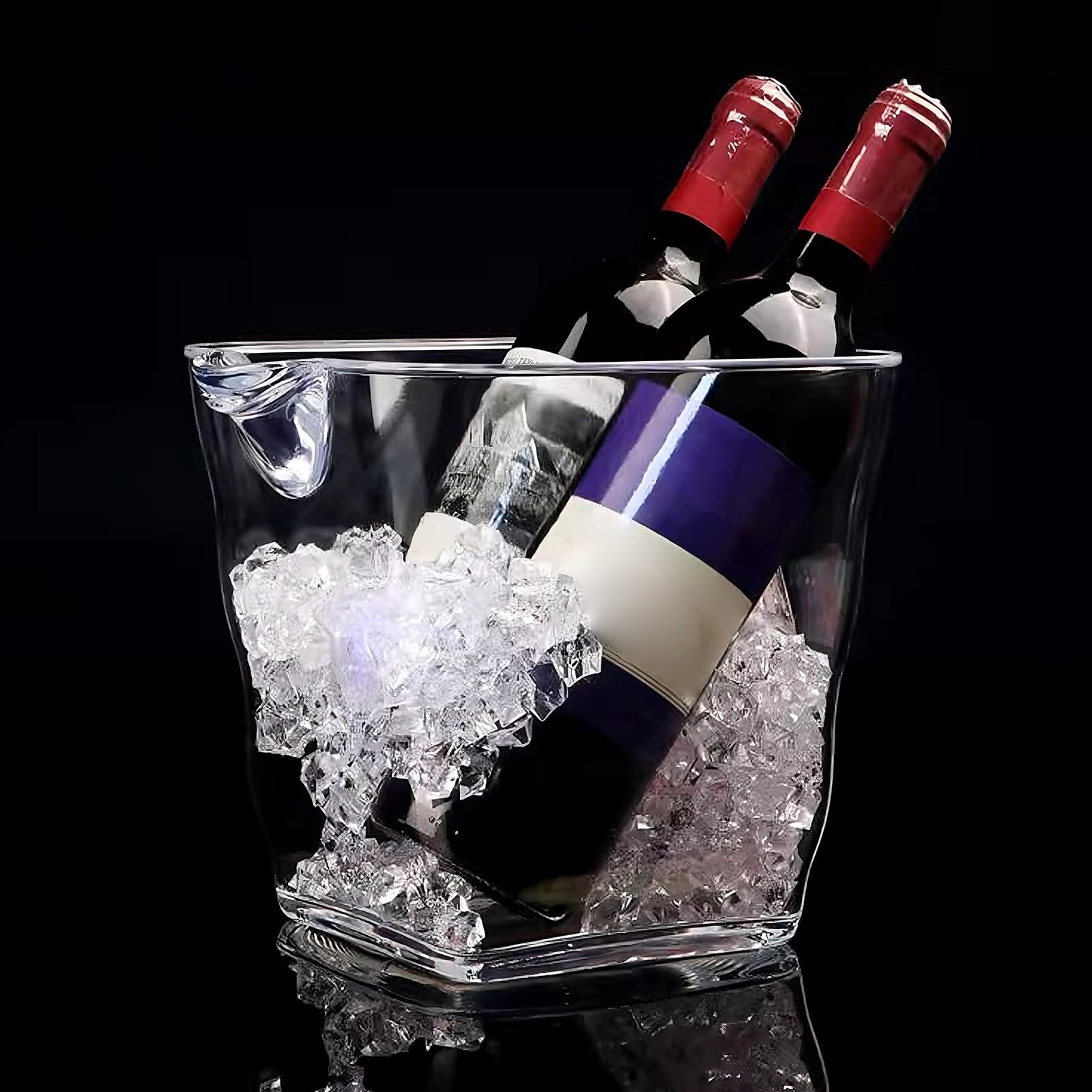 Secchiello per il ghiaccio in acrilico portatile, quadrato, per feste, bar e discoteche, ideale per bottiglie di vino, eventi e riunioni private