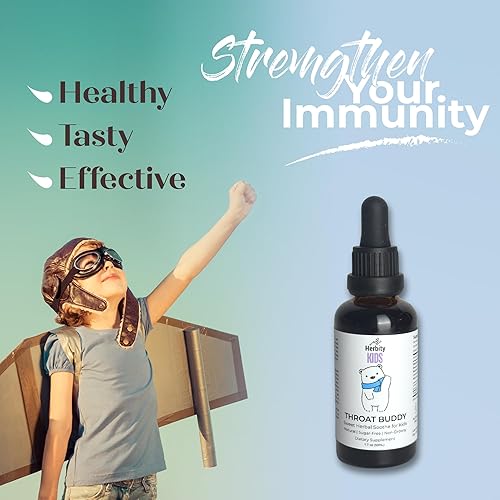 Miniatura 3 de Gotas calmantes para el dolor de garganta y la tos para niños, mezcla de hierbas naturales con equinácea y sambucus para apoyo inmunológico