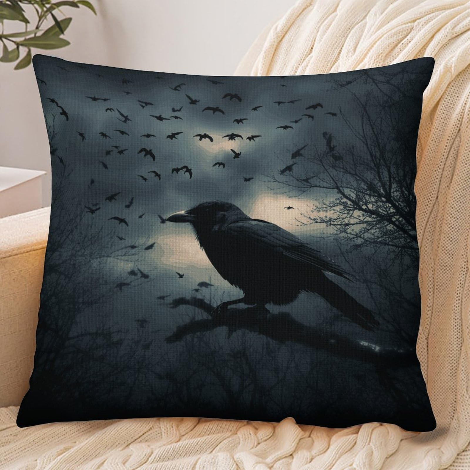 Fekiloot Style Night Crow Pillowcase Pillow Sham Pillow Case