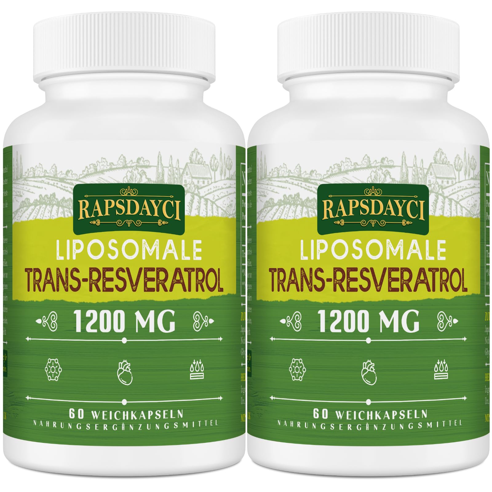 Resvératrol Liposomal 1200 mg, Trans-Resvératrol 98% Pur, Extrait de Renouée du Japon, 120 Gélules
