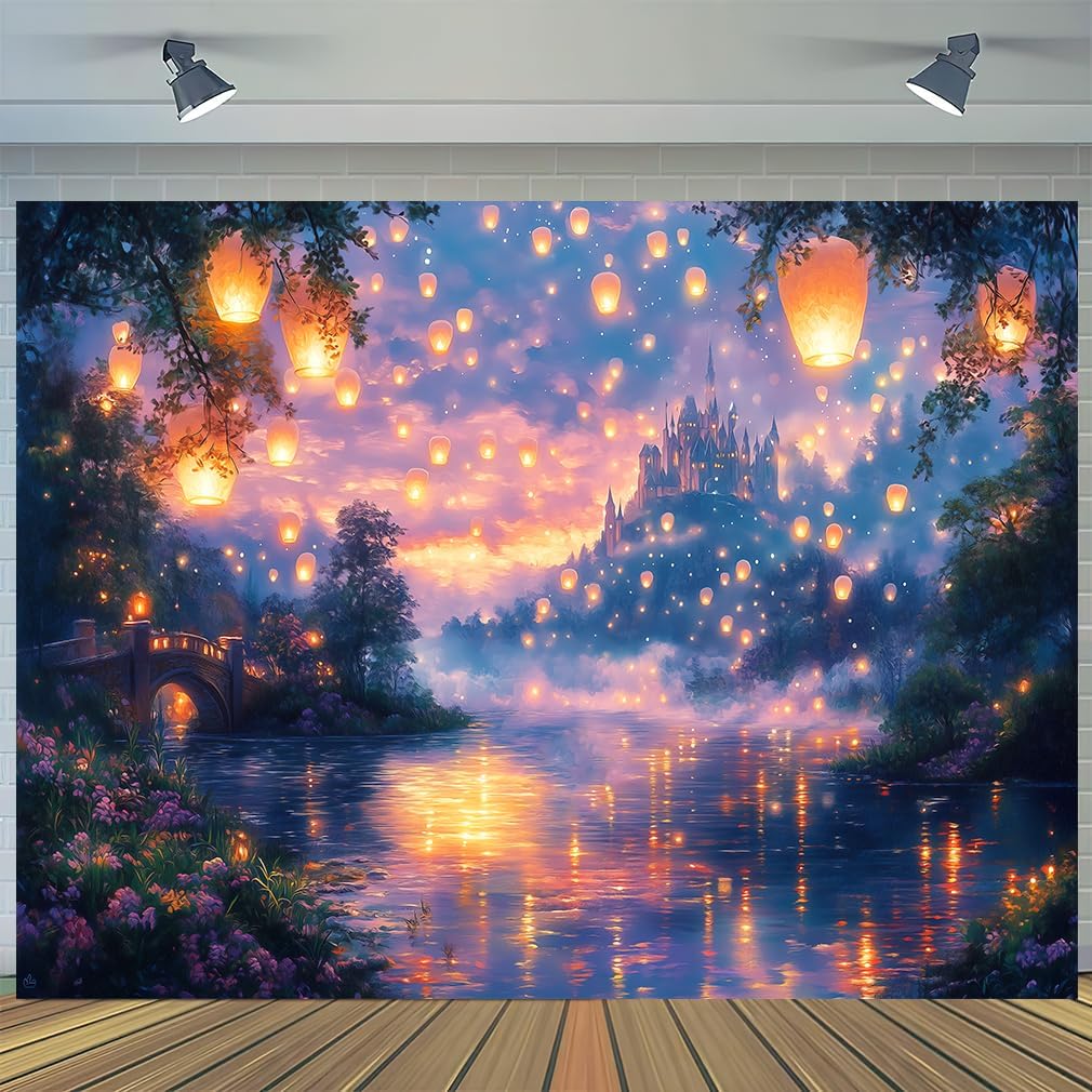 10X8ft Fairy Tale Castle Backdrop Palace Prince Beauty Garden Lake Lantern Dating Romantic Birthday Party Photography Background Photo Studio Props
