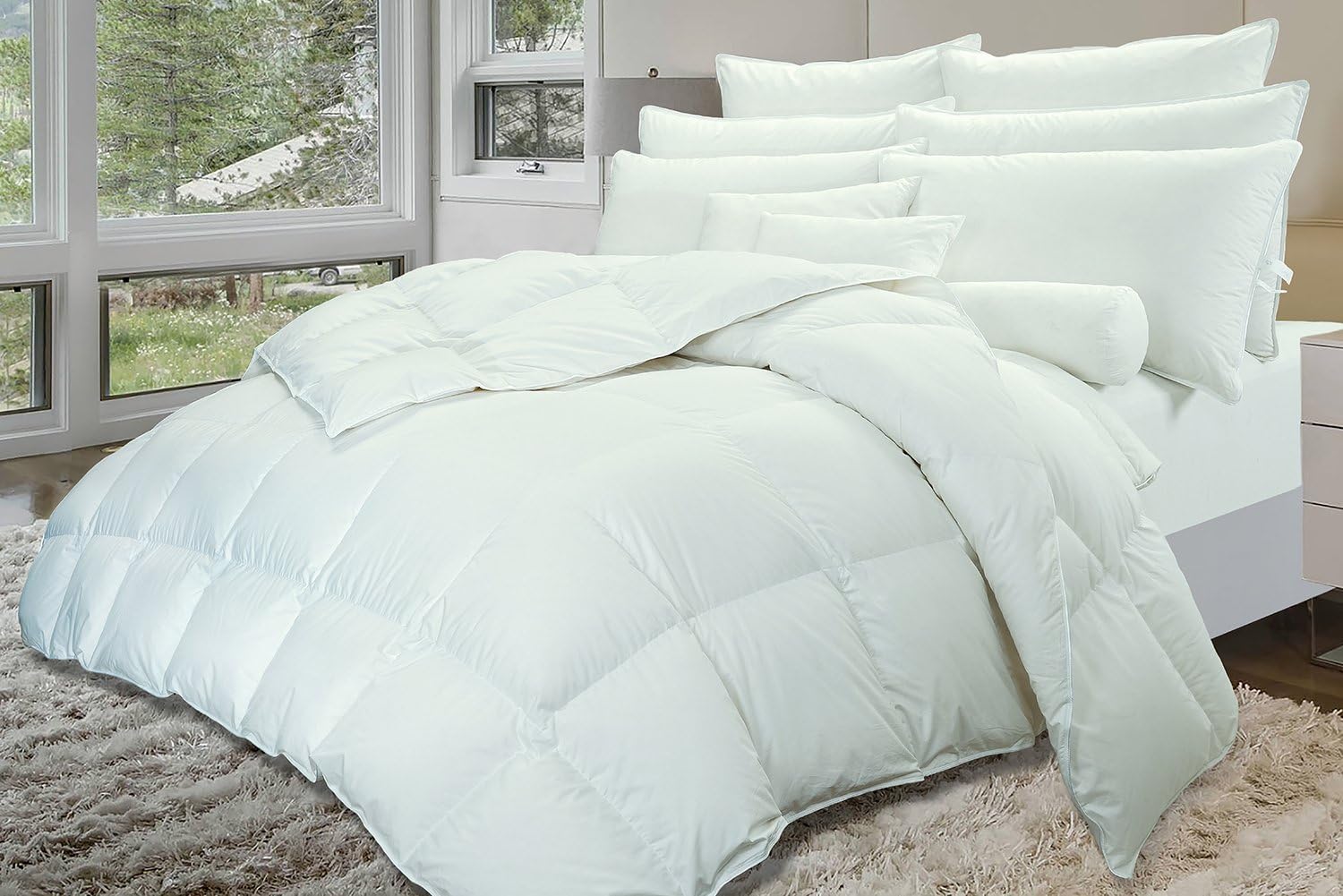 40 oz Taxco Tencel and Organic European Down Duvet, Super King, White