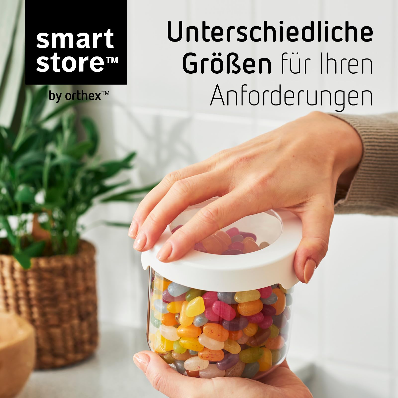 SmartStore Set di contenitori rotondi per alimenti secchi trasparenti con coperchio, 6, senza BPA, lavabili in lavastoviglie, 4 x 0,75 l, 2 x 1,45 l