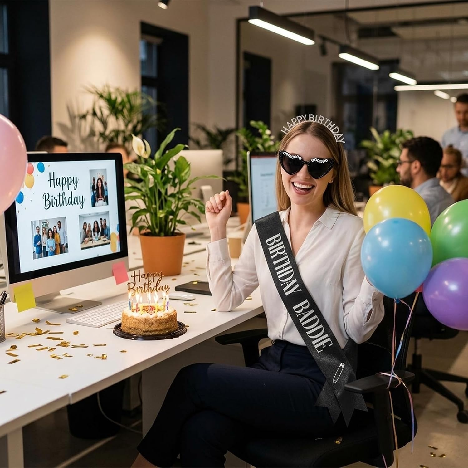 Birthday Baddie Sash Set, 3-Piece Birthday Accessories with Black Fabric and Silver Lettering, Bold Birthday Party Decorations for Women Celebrating Milestone Birthdays, Premium Cloth Material