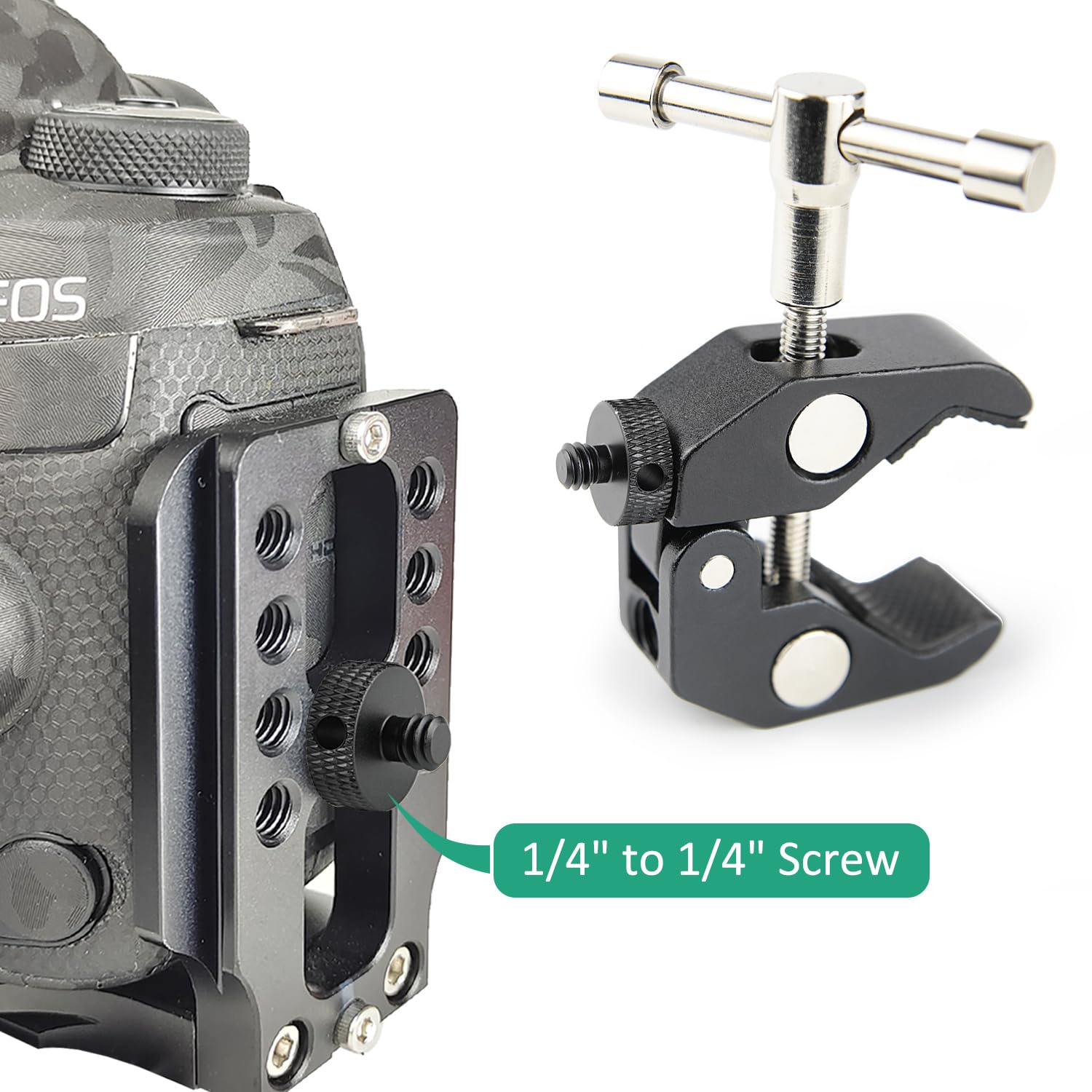 4 Adattatori Vite 1/4" Maschio-Maschio - Per Fotocamera, Treppiedi, Microfoni, Con Foro