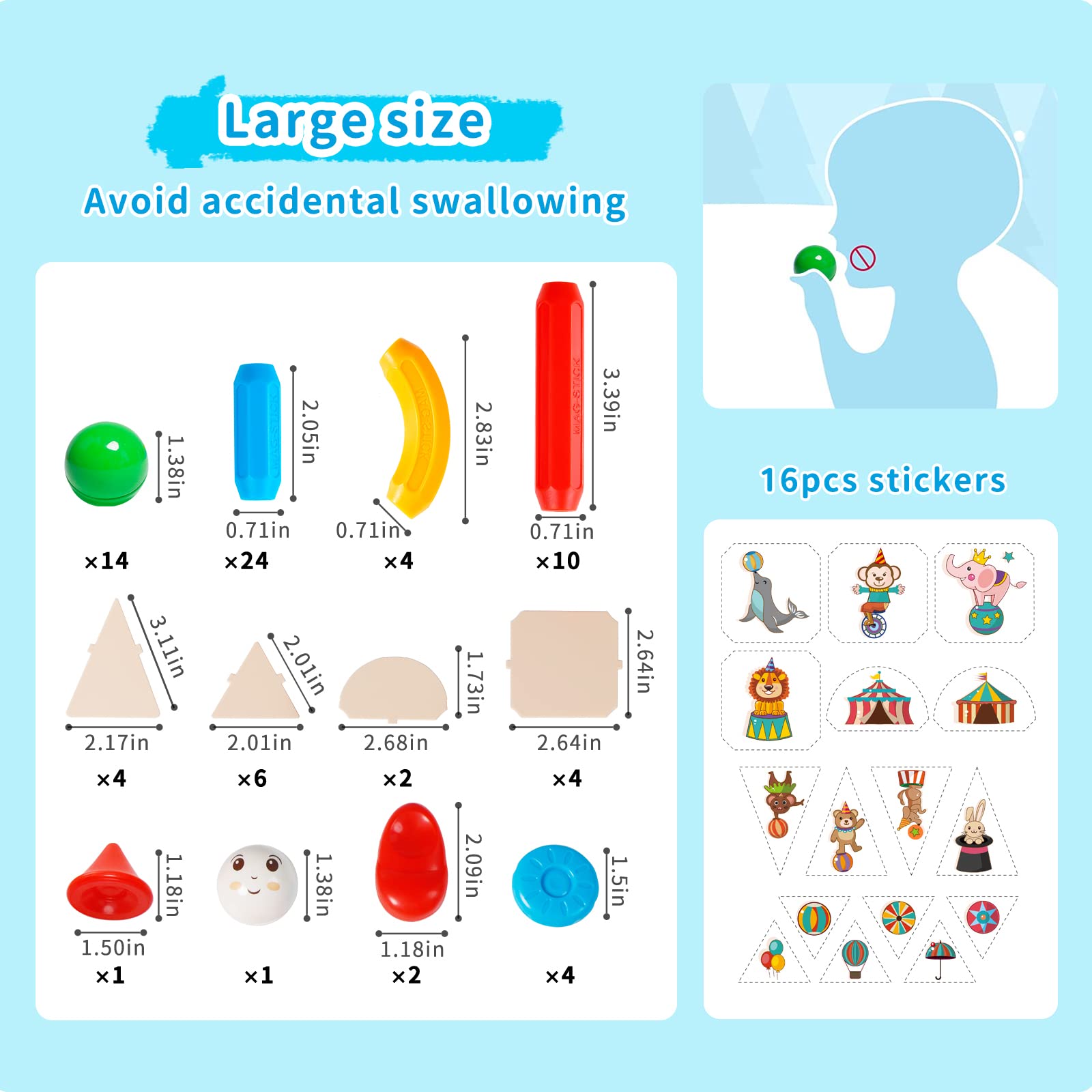 TOKBLOK Magnetic Blocks for 3 Years Old Girls Boys Magnetic Building Sticks Preschool Educational Learning STEM Toys Toddler Montessori Magnet Toys Kids Gift - 76Pcs Starter Set