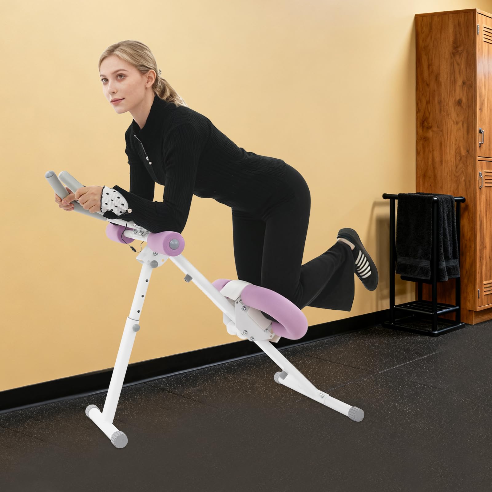 Entrenador abdominal para el hogar, máquina abdominal plegable, dispositivo de entrenamiento multifuncional para entrenamiento de cuerpo completo con monitor LCD, equipo de gimnasio en casa