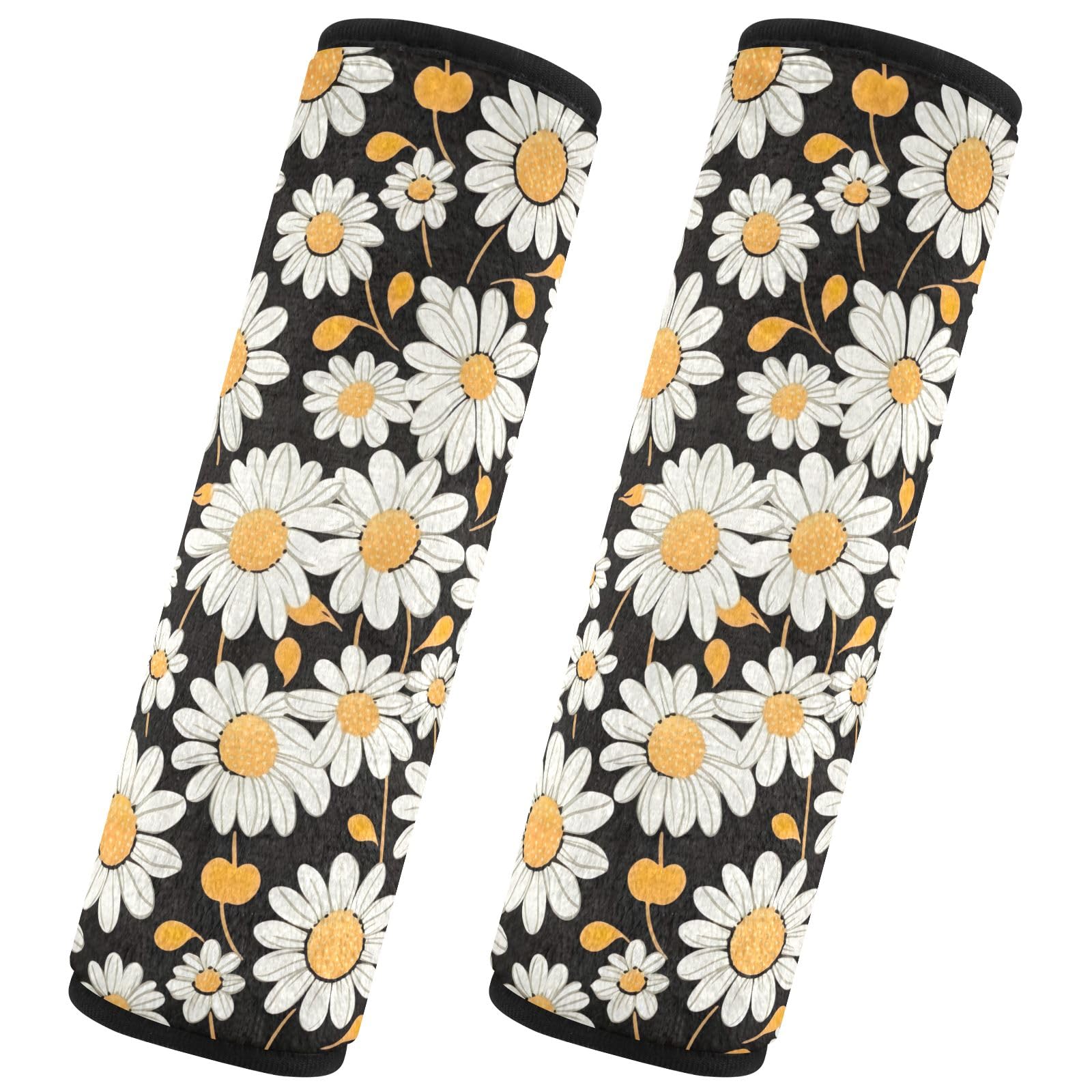 CHIFIGNO 2 Pack Daisy Car Seat Belt Covers – Soft Shoulder Pad Protectors, Universal Fit