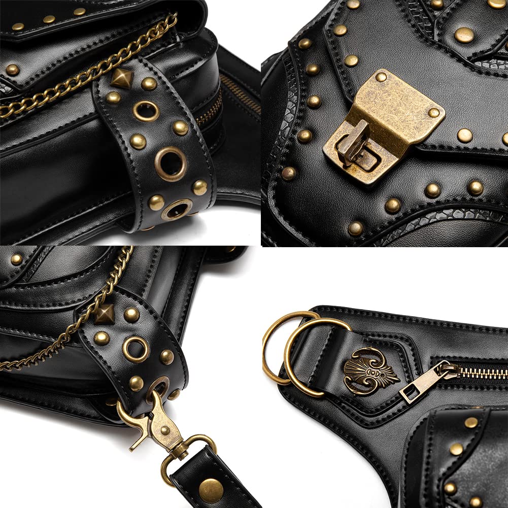 Hommes Femmes Punk Tactique Goutte Jambe Bras Sac Pack Ceinture Imperméable pour Randonnée Camping Vélo Sport en Plein Air Sacs Banane Sport Sac À Bandoulière Sacs Banane Ville (1)