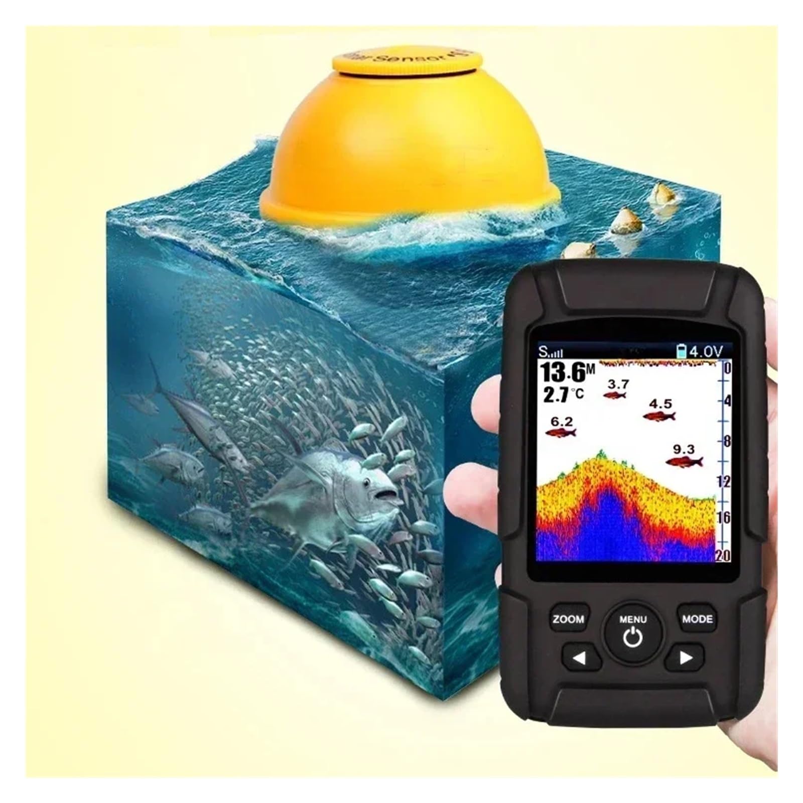 Fishfinder Portatile, ecoscandaglio Portatile for la Pesca, ecoscandaglio for la Pesca con trasduttore Sonar