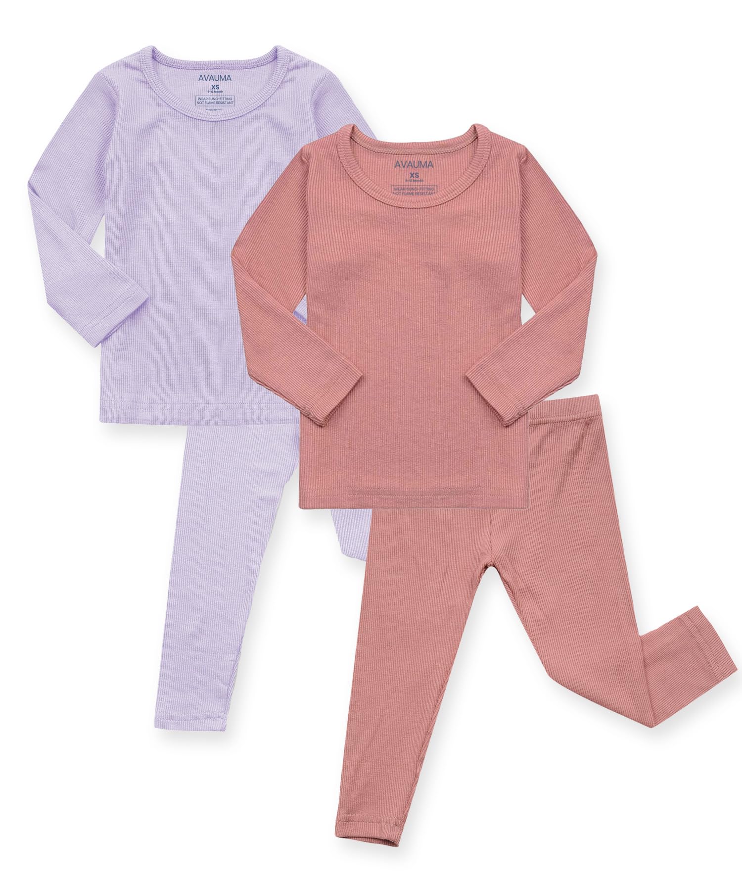 AVAUMA Baby Boys Girls Pajama Set Kids Toddler Snug fit Ribbed Sleepwear pjs for Daily Life Style