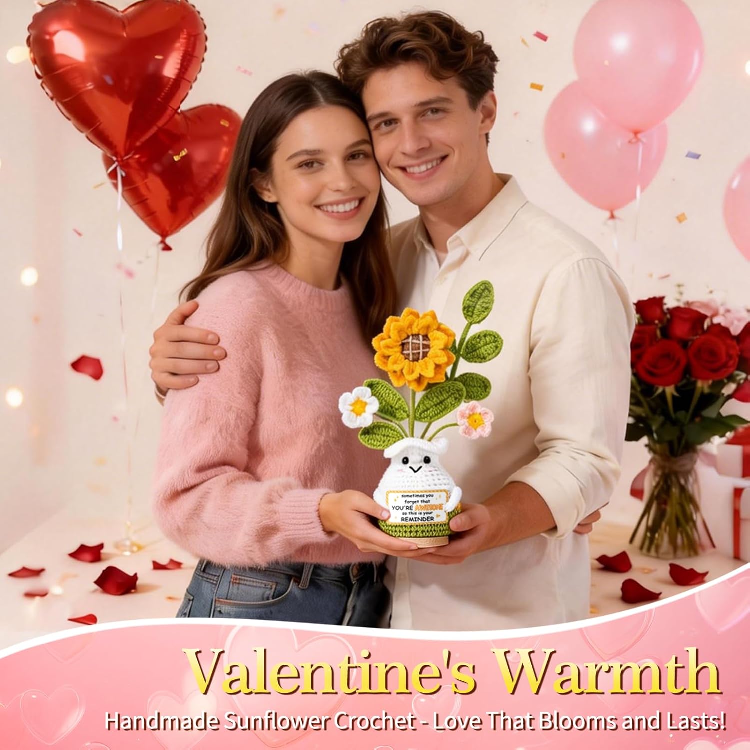 Thank You Gifts for Women, Handmade Emotional Support Crochet Plush Handmade Positive Crochet Sunflower, Thank You Teacher Appreciation Gift for Women Coworker Boss Mom Friend Valentines Birthday Gift - Image 7