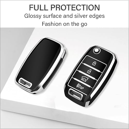 Miniatura 4 de QBUC para Kia Funda para Llavero con Keychain, Acabado Cromo Plateado, TPU Suave de Protección, Compatible con Kia Optima Soul Sorento Sportage de 4