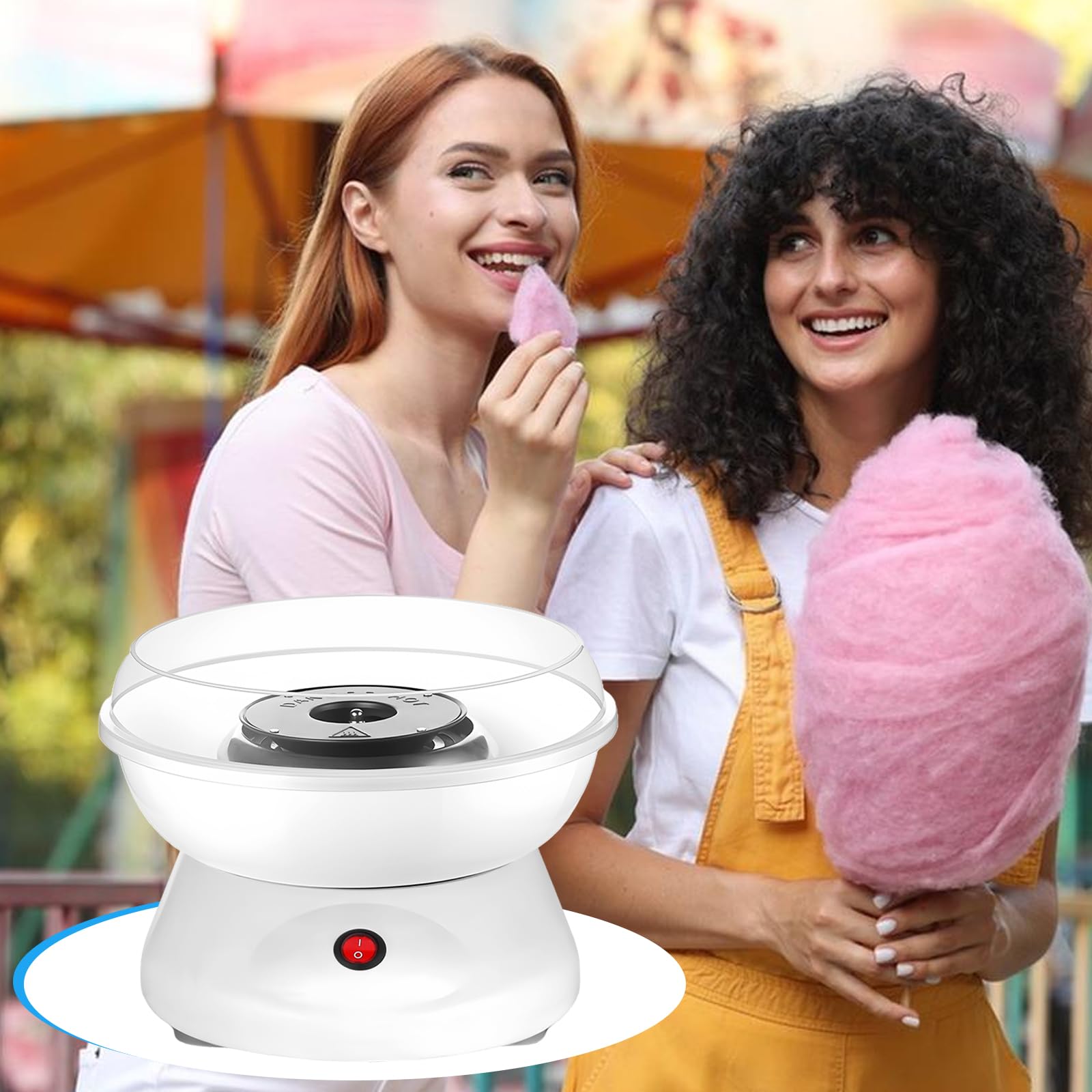 Macchina per zucchero filato, Retro Cotton Candy Machine 450 W, Macchina per zucchero filato, Macchina per la casa con misurino, bastoncini per caramelle in plastica, Dieci bastoncini (bianco)