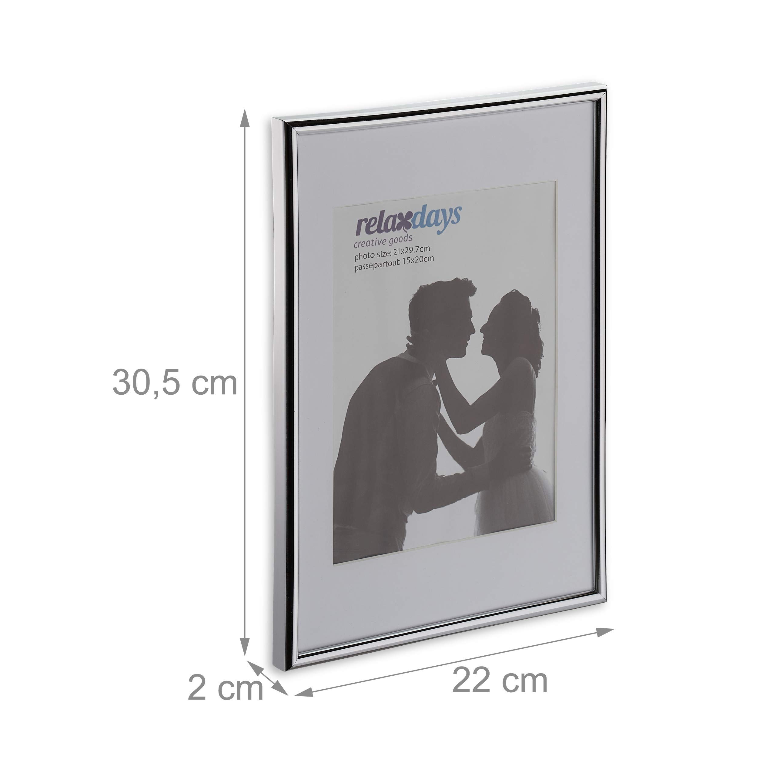 Relaxdays Bilderrahmen 2er Set, Din A4, Passepartout 15x20 cm, Fotorahmen zum Stellen oder Hinhängen, versch. Farben