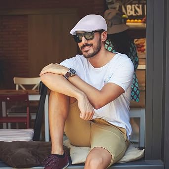 Geyoga 6 Pcs Men's Mesh Flat Cap Breathable Summer Newsboy Hat Adjustable Cabbie Driving Flat Cap for Men