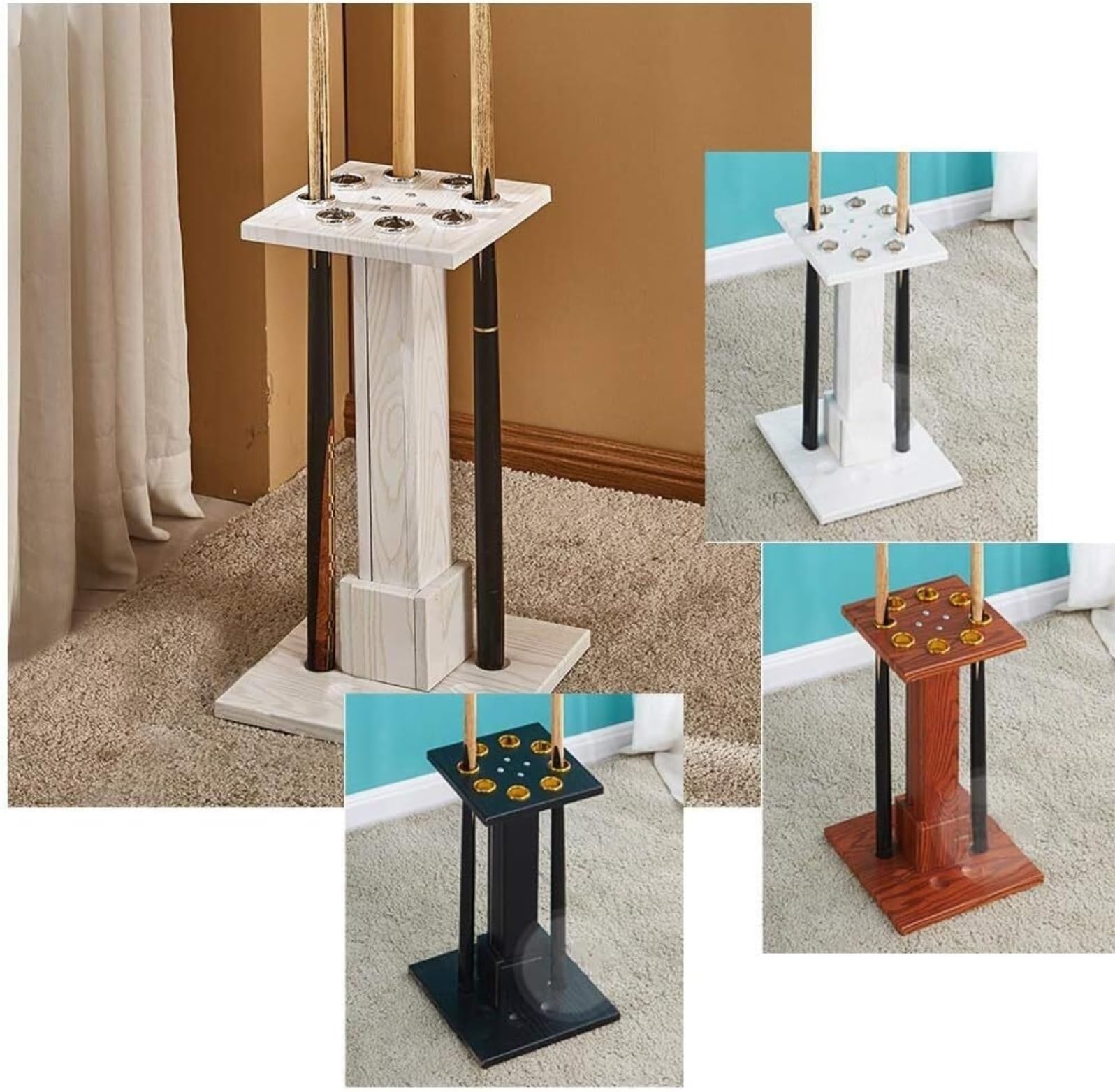 Support De Billard En Bois Pour 16 Queues - Porte-Bâton Multifonction Élégant Et Stable