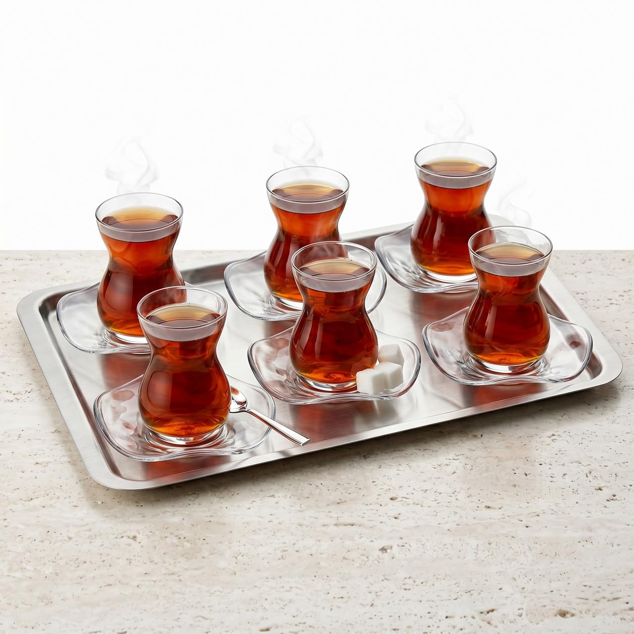 Queensway Home & Dining 145ml Turkish Tea Glass Set, 6 Cups & Saucers