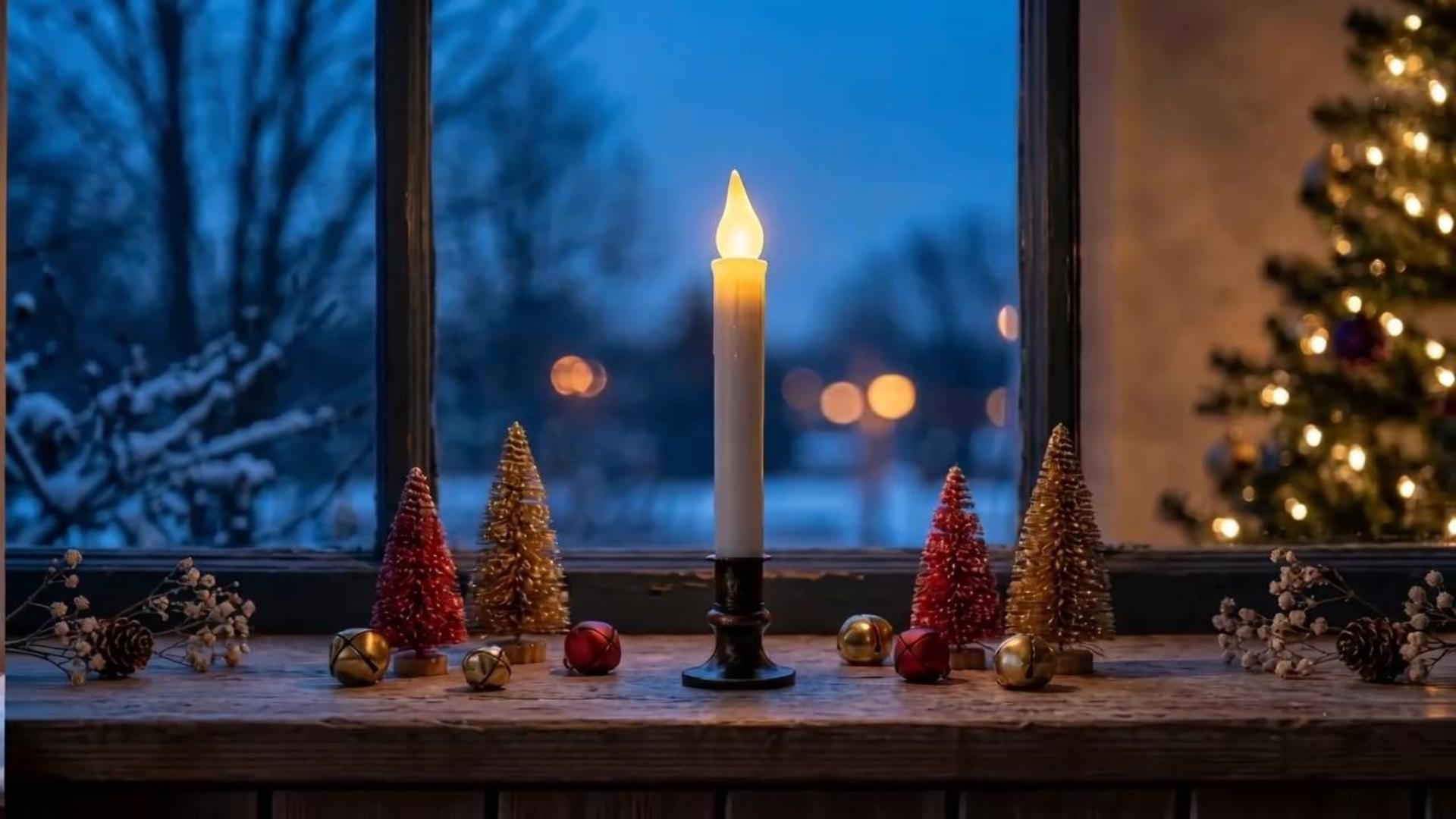 Image of 4PK Battery Operated LED Window Candles, 7.75 inch Christmas Candle Lamp