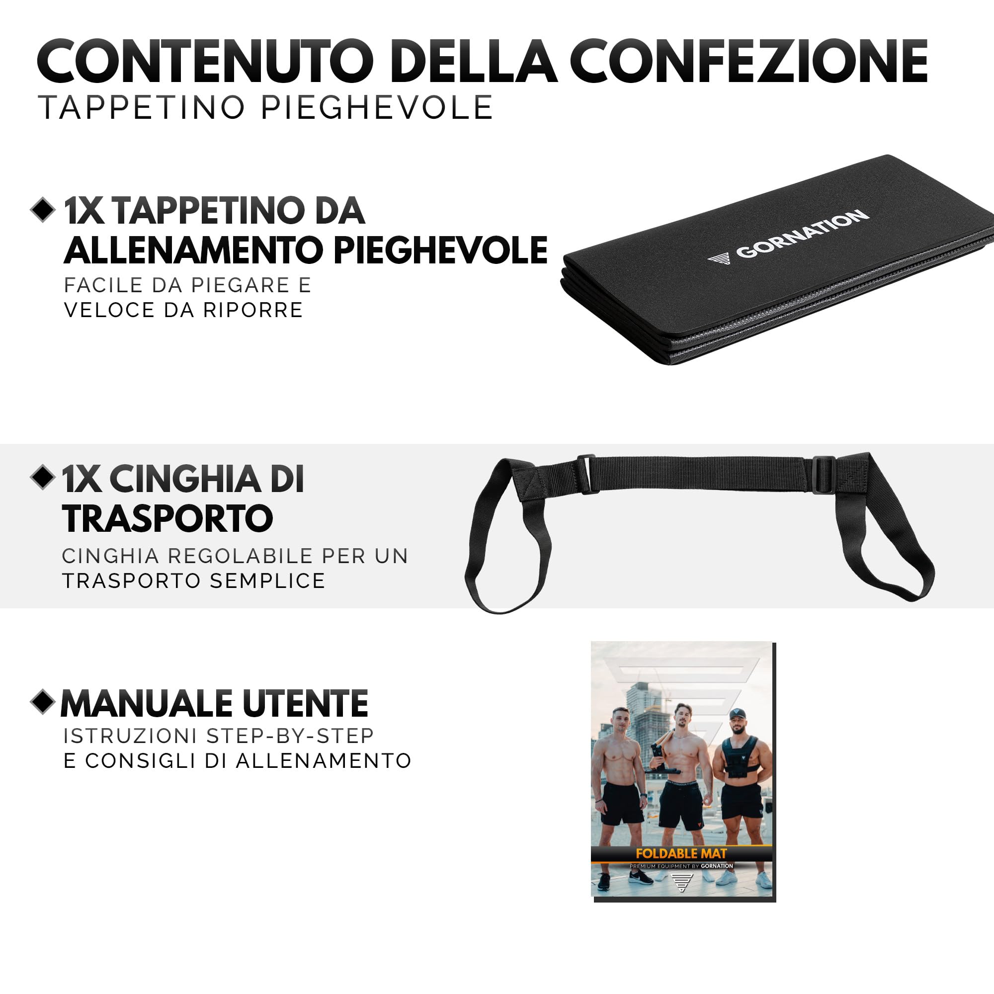 GORNATION Tappetino da allenamento pieghevole