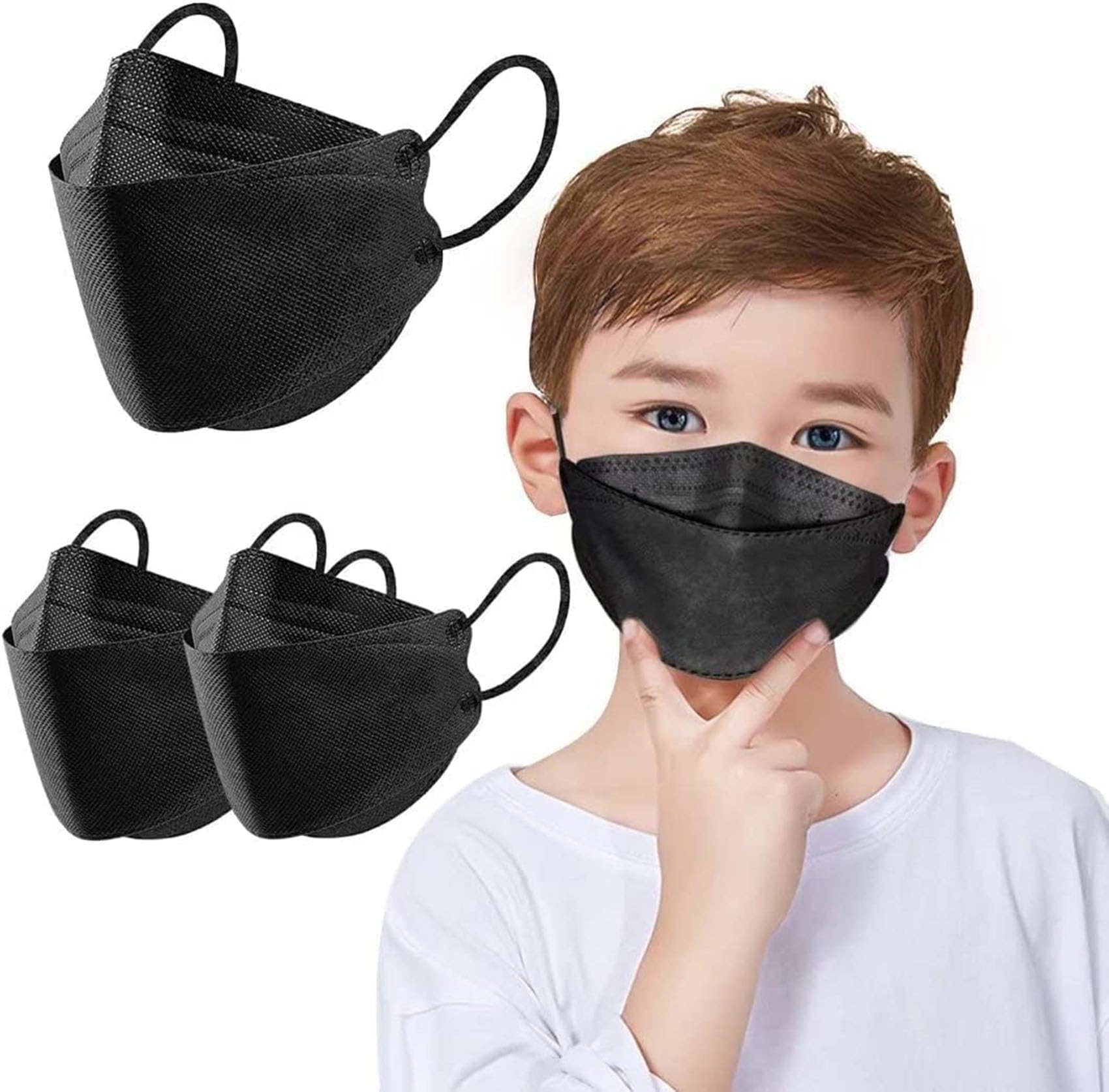 Face Mask for Kids 50 PCS, 4 Layer Disposable Face Masks for Children, Black Masks