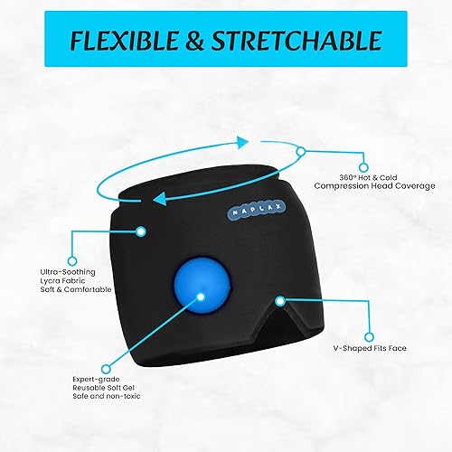 Miniatura 4 de Naplax Gorra para aliviar la migraña y el dolor de cabeza, terapia de frío y calor para migrañas, dolores de cabeza, alivio del estrés y más, talla