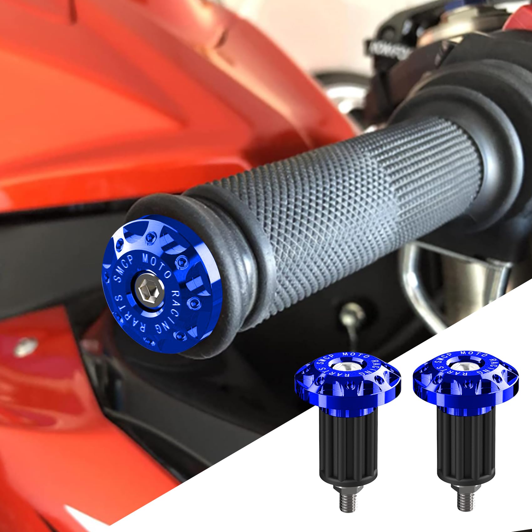 2PCS Universal Motorcycle Bar End Plug, Aluminum Alloy Handlebar Grip End Caps, 7/8" 22mm Moto Grips Ends Replacement for Kawasaki, Suzuki, Yamaha, Ducati