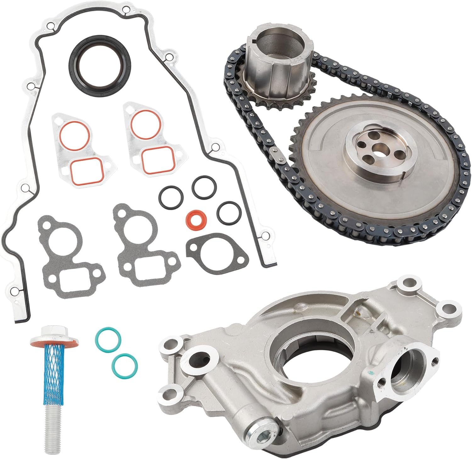 Dasbecan LS High Volume Oil Pump Timing Chain Kit M295HV Compatible with Chevy Silverado Avalanche GMC Sierra Yukon Cadillac Escalade 4.8L 5.3L 5.7L 6.0L LS1 LS2 LS3 L96 LM7 LR4 LQ4 Engine 1997-2013