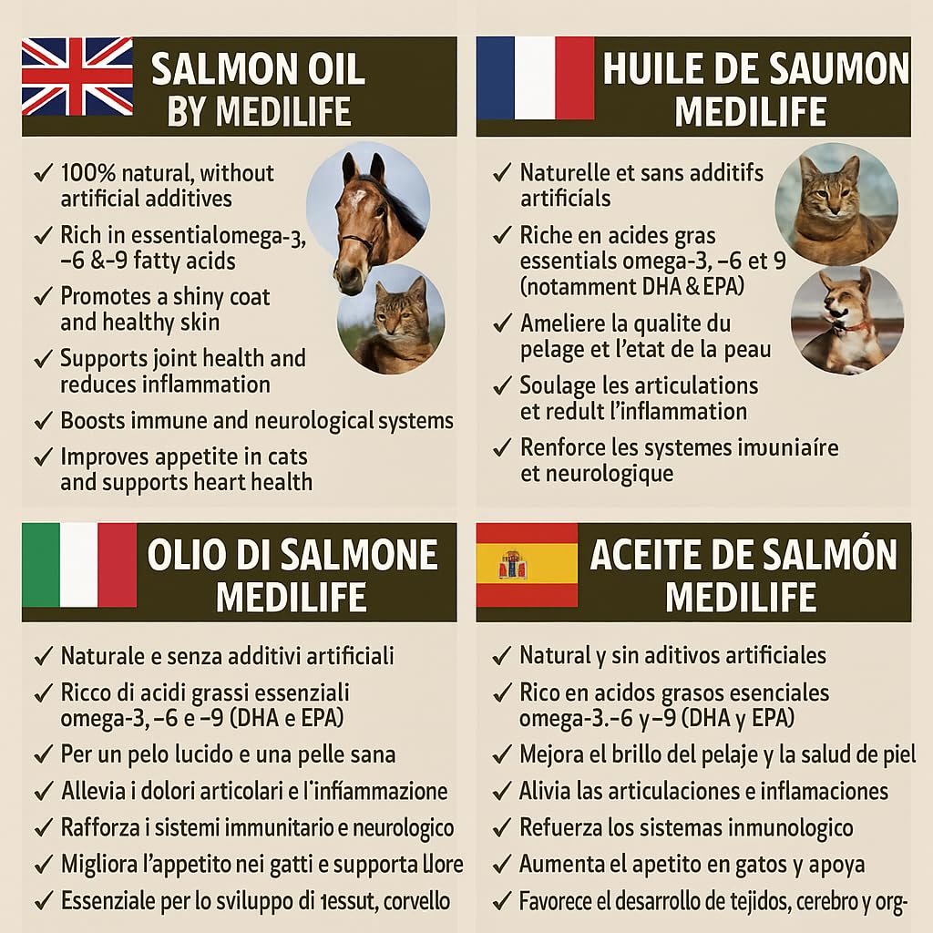 5L Huile de Saumon 100% Naturelle pour Chiens, Chats et Chevaux, Riche en Oméga 3-6-9 et Vitamines