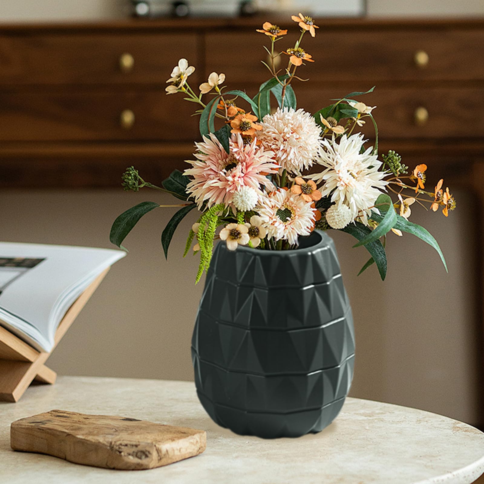 Vase Decorative Unbreakable Plastic Vases for Flowers Tall Modern Flower Vase for Living Room Office Desktop Wedding Decoration (Navy blue) - Image 4