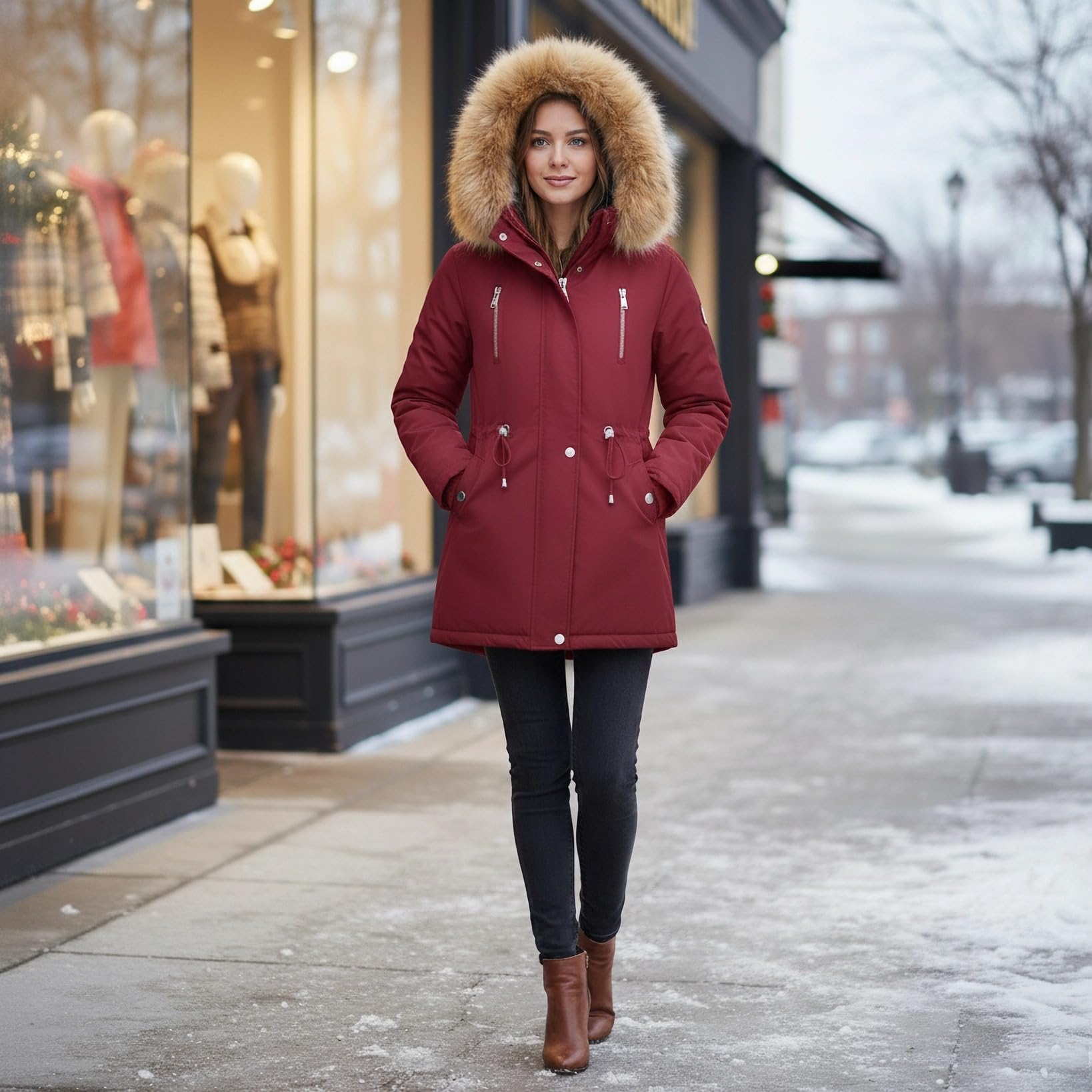 MODFUL Parka en polaire pour femme avec capuche amovible - Manteau d'hiver chaud Sherpa