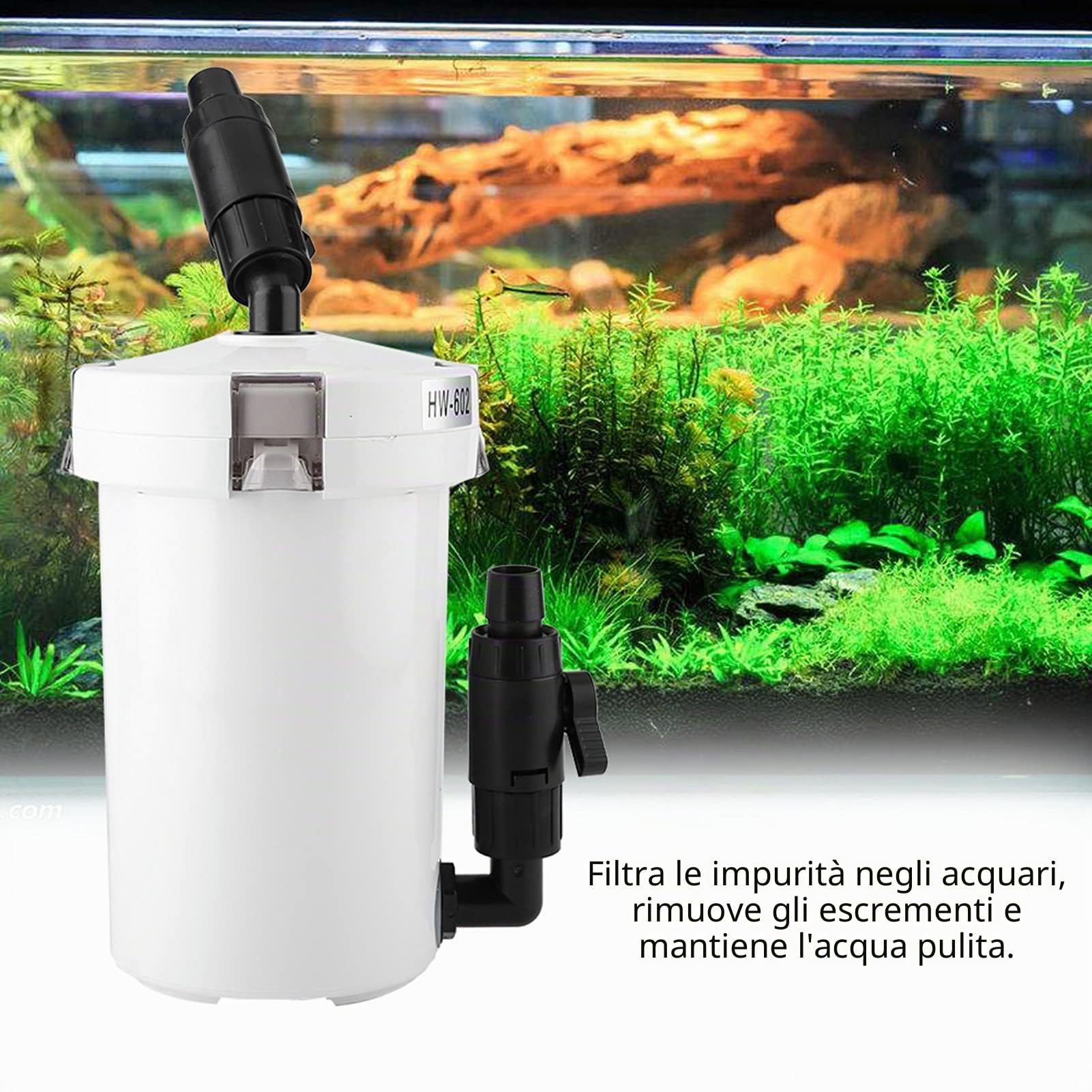 Filtro per Acquario, Filtro Esterno per Serbatoio di Pesce per Acquario con Secchio per Filtri Muti da Tavolo per Pompa per Acquario (602 Senza Pompa Acqua e Accessori)