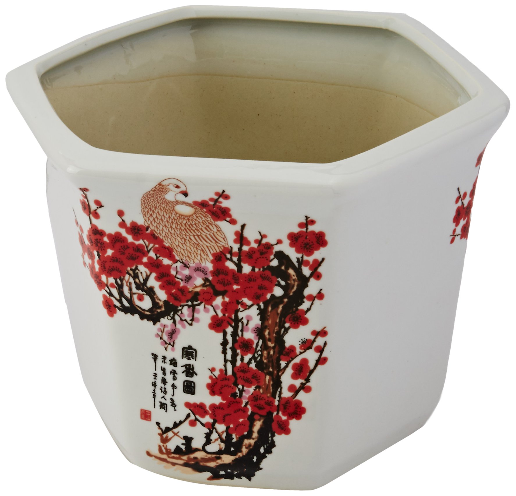 Oriental Furniture 10" Cherry Blossom Porcelain Flower Pot