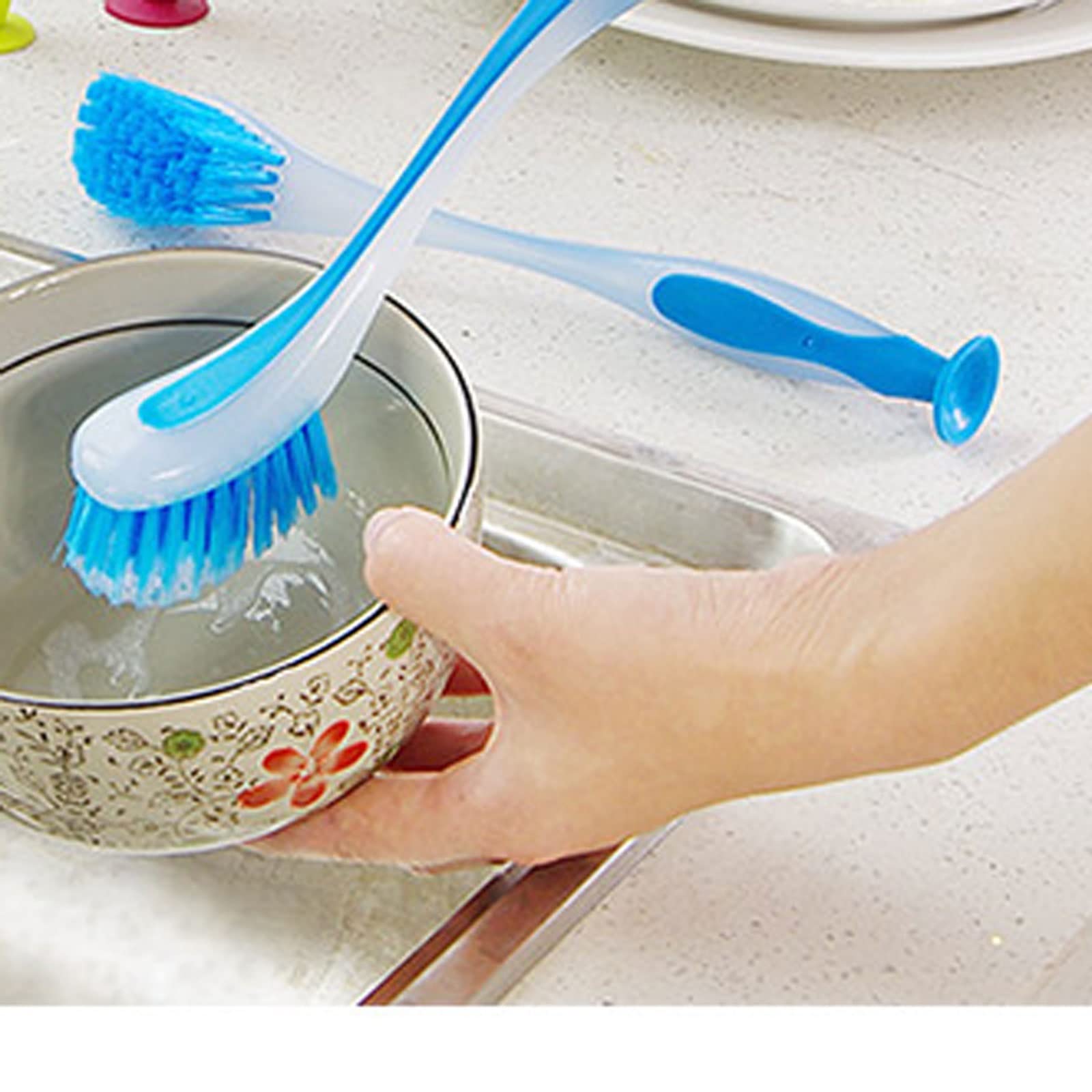 1pc Spazzola per la Pulizia del Vaso Verticale Multifunzione da Cucina Tipo di Ventosa Spazzola per la Pulizia del lavello Manico Lungo