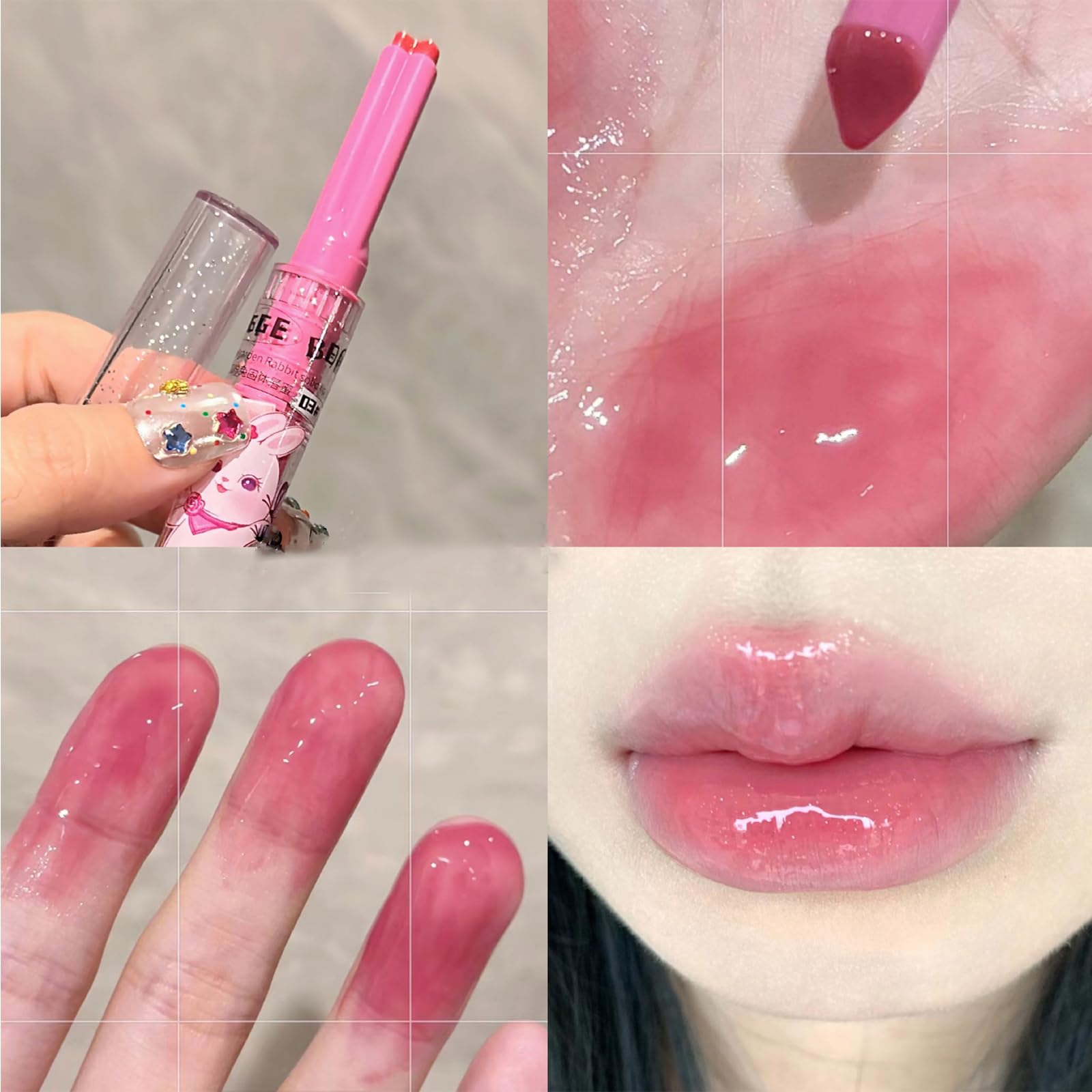 Set di 6 rossetti Crystal Jelly, balsamo per labbra a forma di cuore colorato, lucidalabbra idratante, impermeabile, per la cura delle labbra