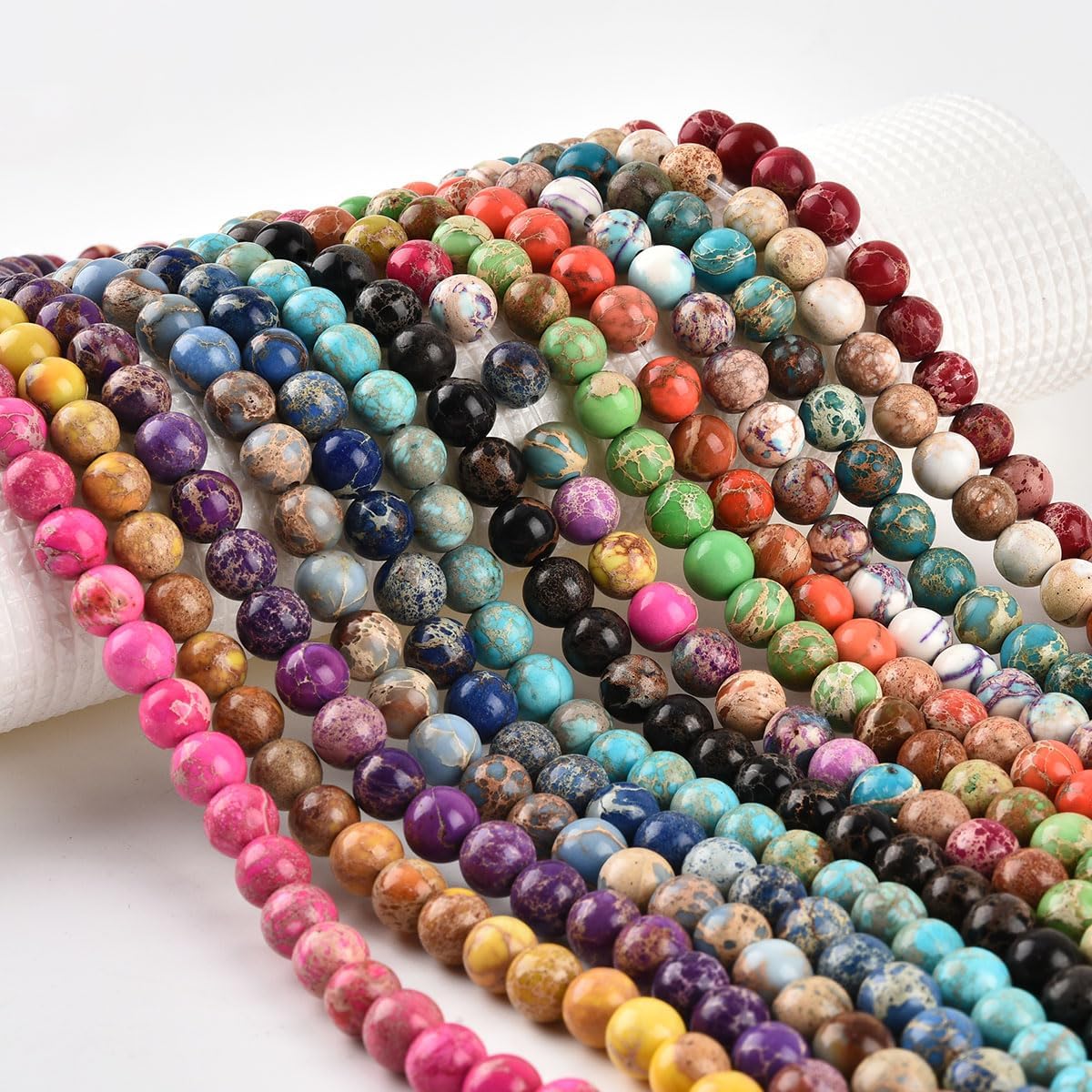 8mm White Purple Sea Sediment Imperial Jasper Round Gemstone Natural Stone Loose Beads for Jewelry Making Design Crafts 45 Pcs 15 Inch - Image 8