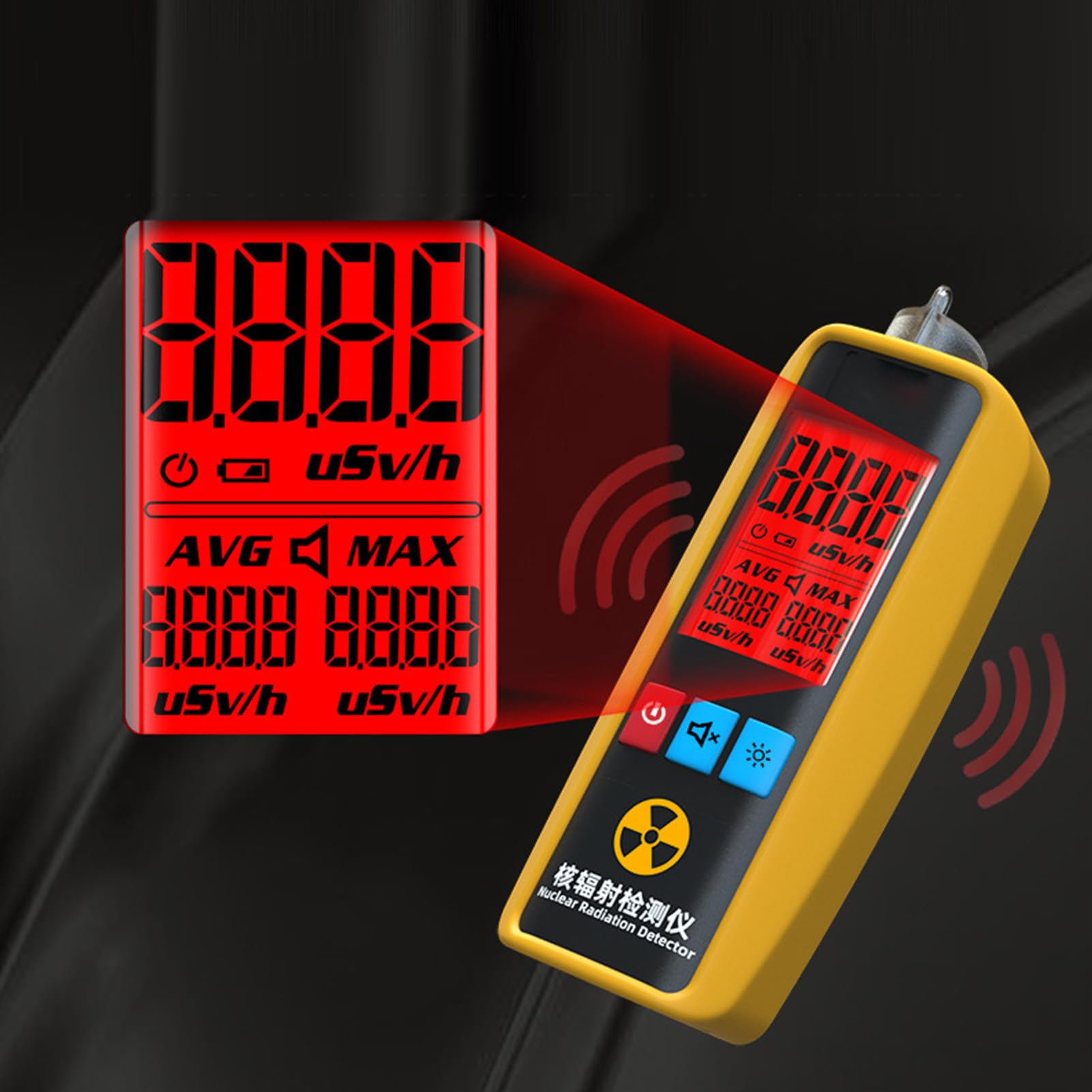 Geiger Counter, ABS Material Professional Grade Geiger Counter X ? Ray Real Time Monitoring Digital Radioactive Detection Meter Digital Dosimeter Portable Device for Home