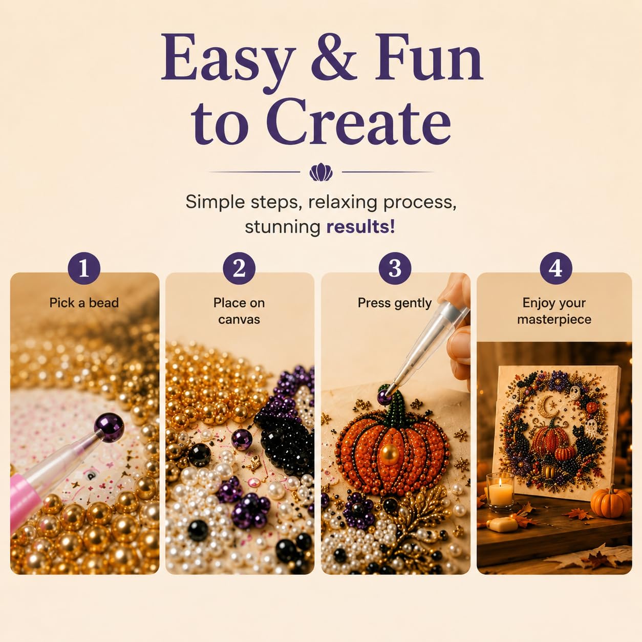 expgaze Kit fai da te per Halloween, fantasma, perla 3D, diamante per